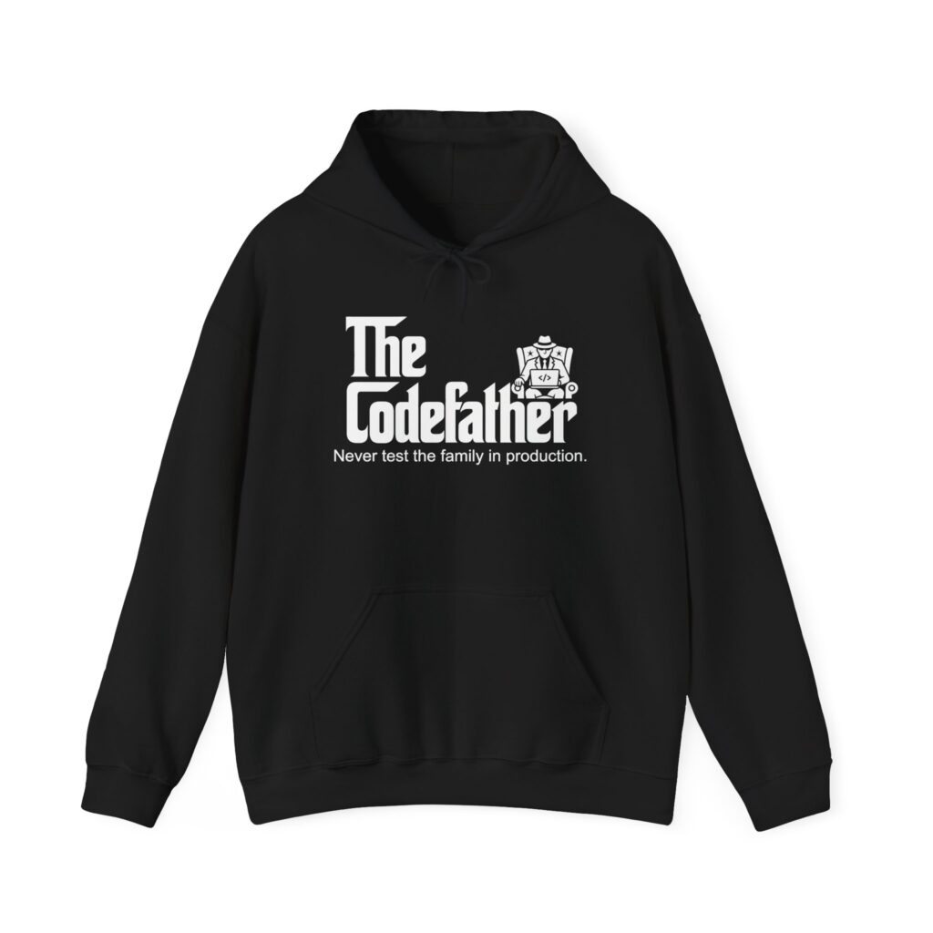 The Codefather hoodie in Black, front view