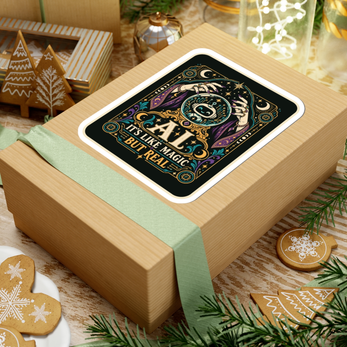 AI Magic Crystal Ball sticker, 6 inch, lifestyle