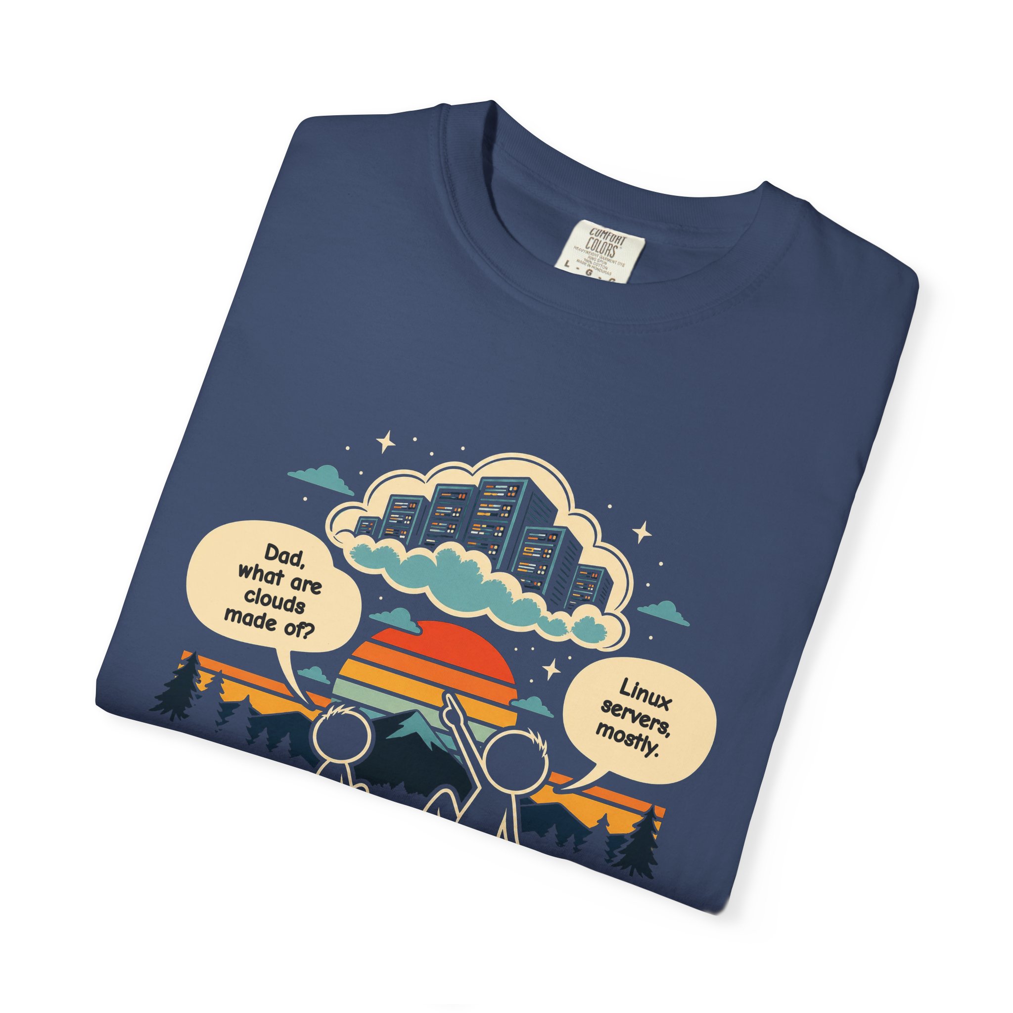 Linux Clouds T-shirt in China Blue, folded