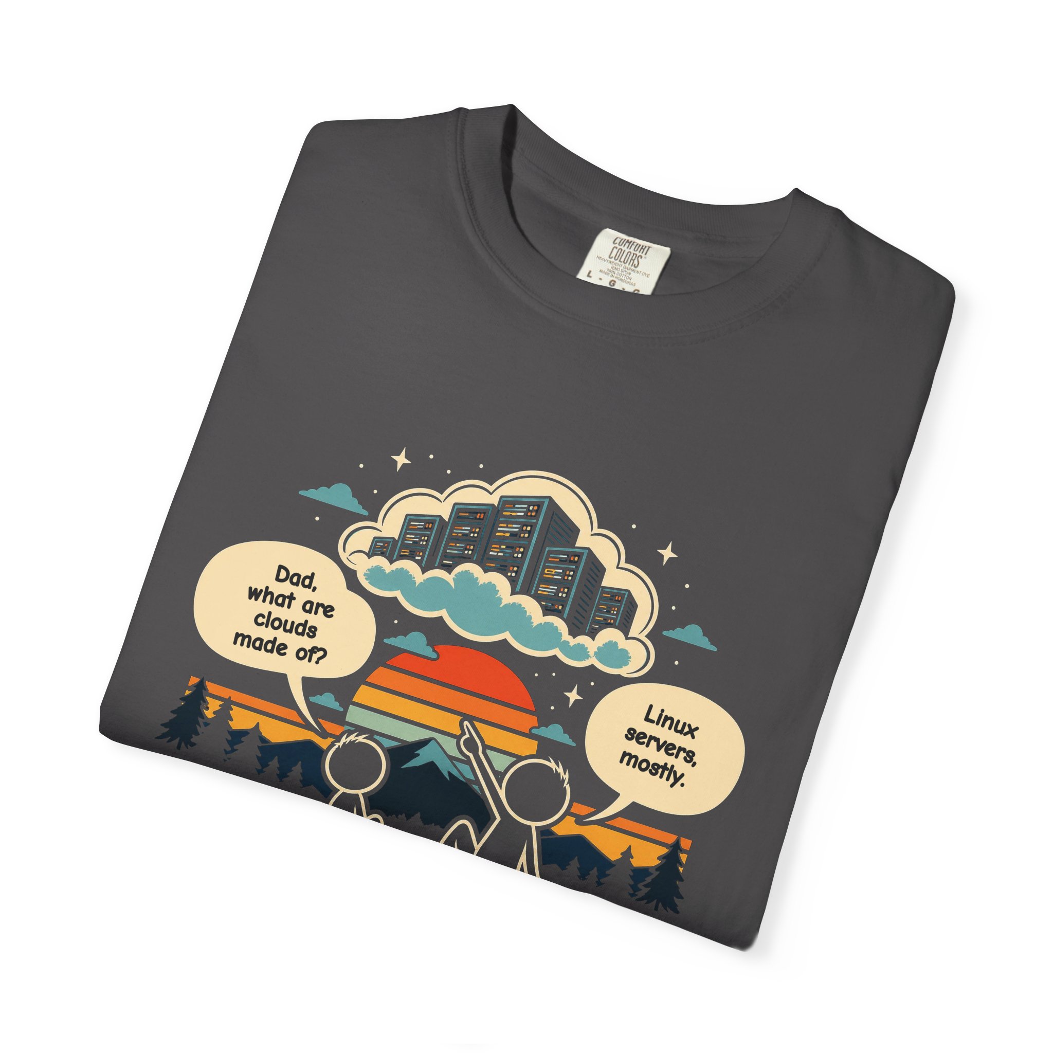 Linux Clouds T-shirt in Graphite, folded