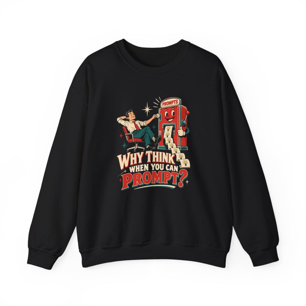 Prompt Machine crewneck sweatshirt in Black, front view