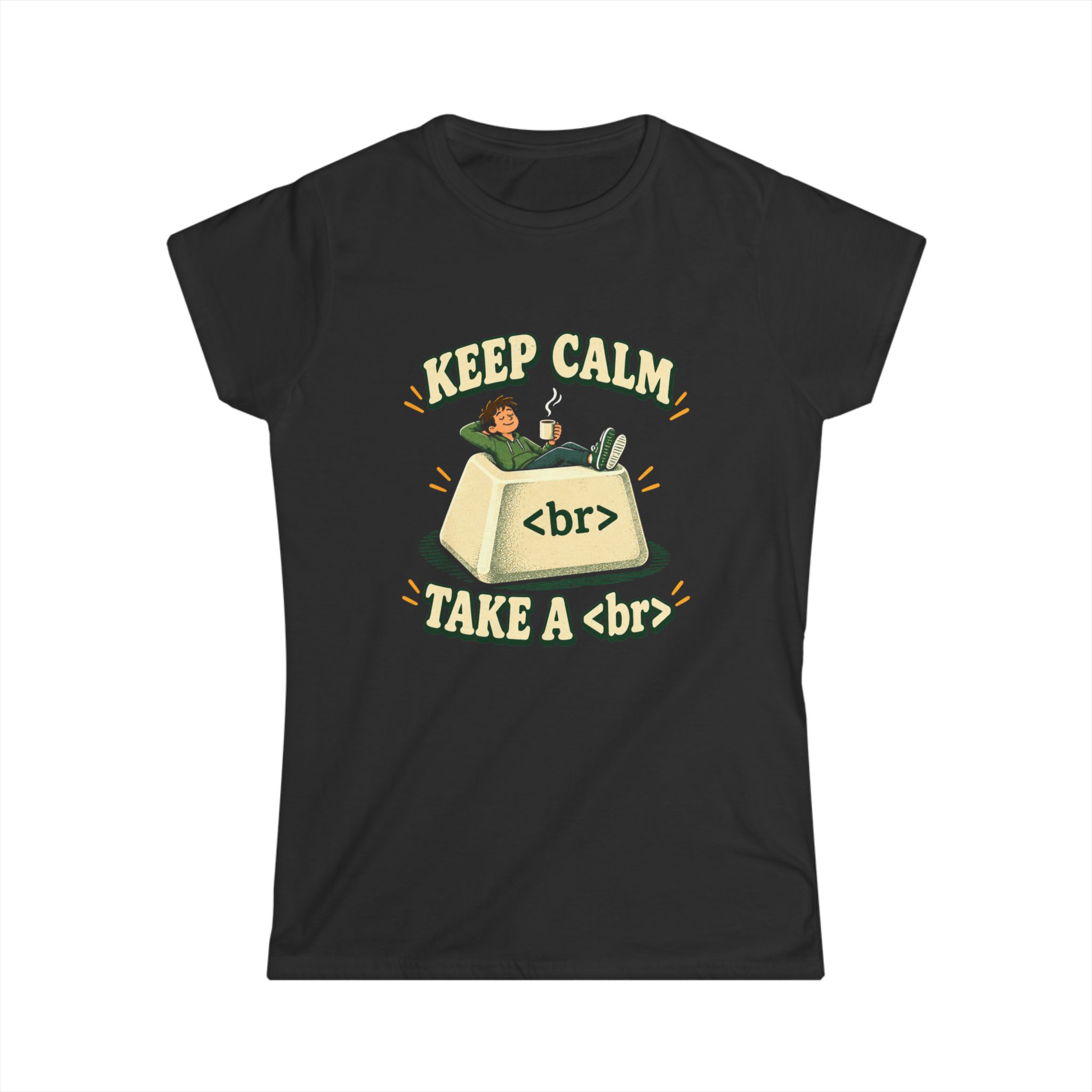 Keep Calm Keycap women's T-shirt in Black, front view