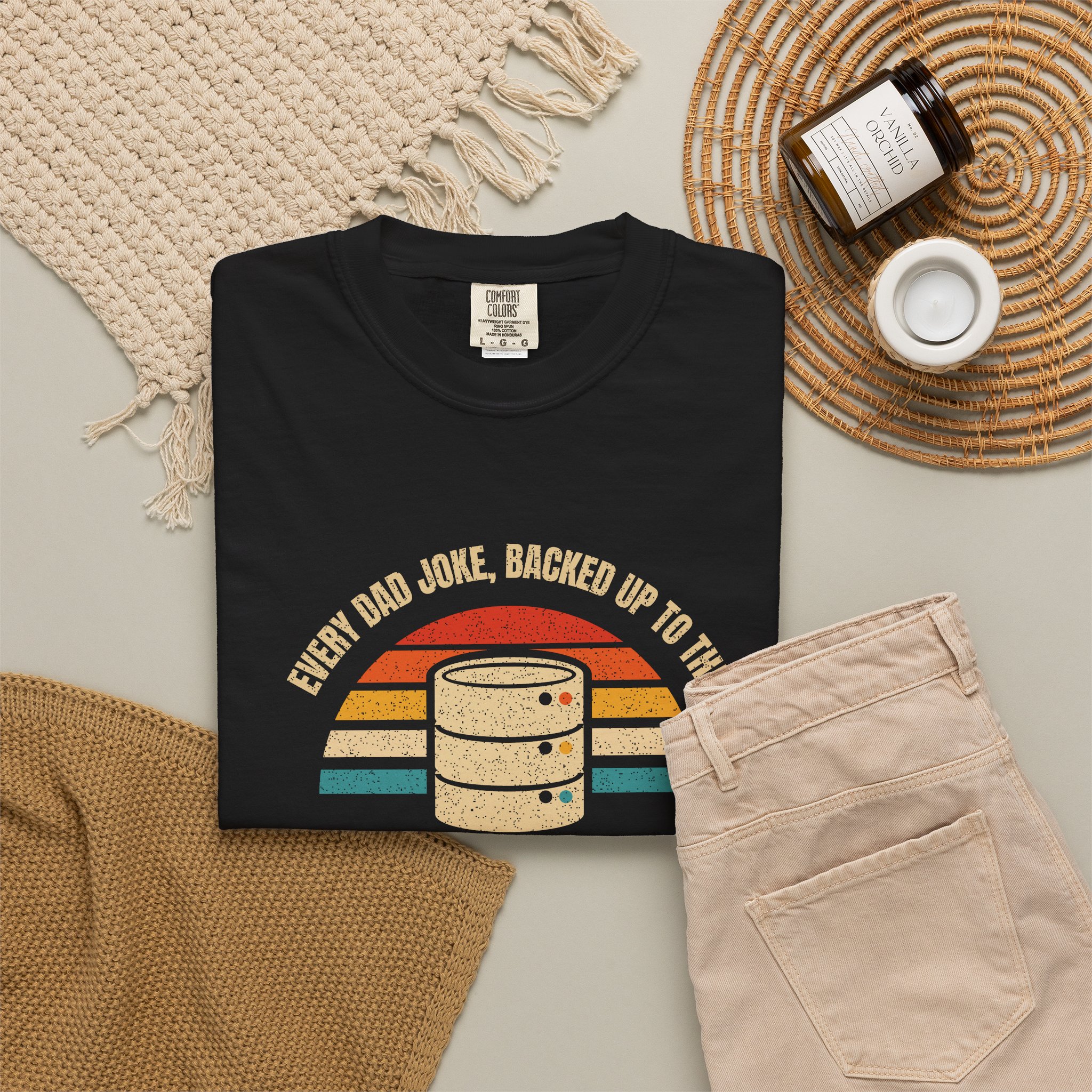 Dad-a-Base T-shirt in Black, folded 2