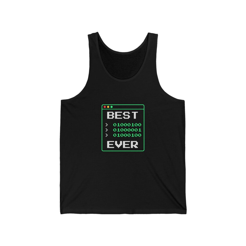 Best Dad Ever unisex tank in Black, front view