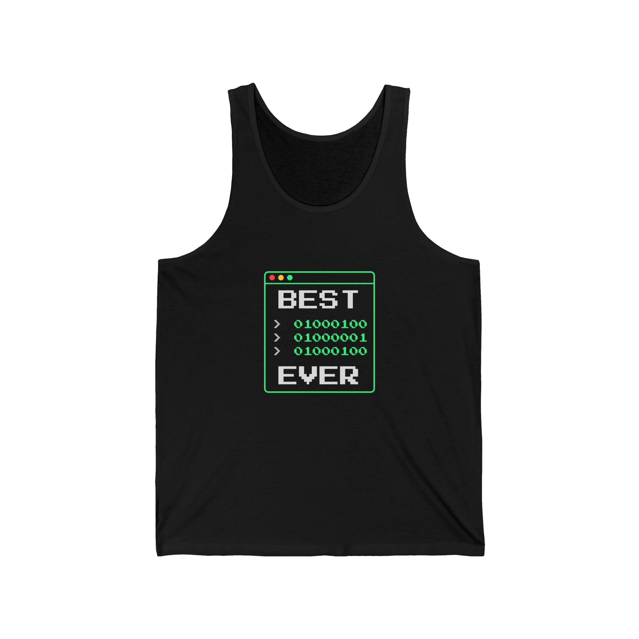 Best Dad Ever unisex tank in Black, front view