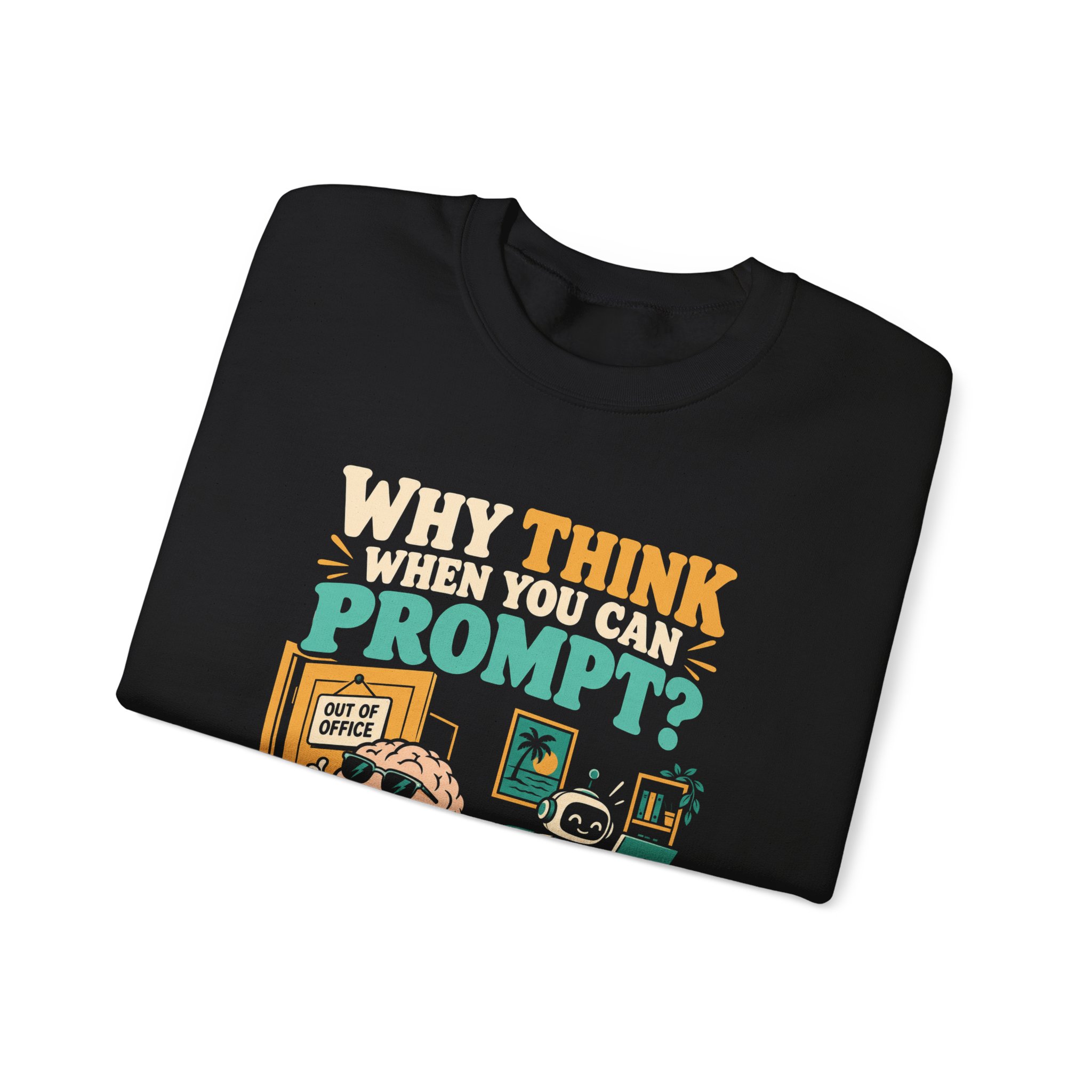 Prompt Out of Office crewneck sweatshirt in Black, folded