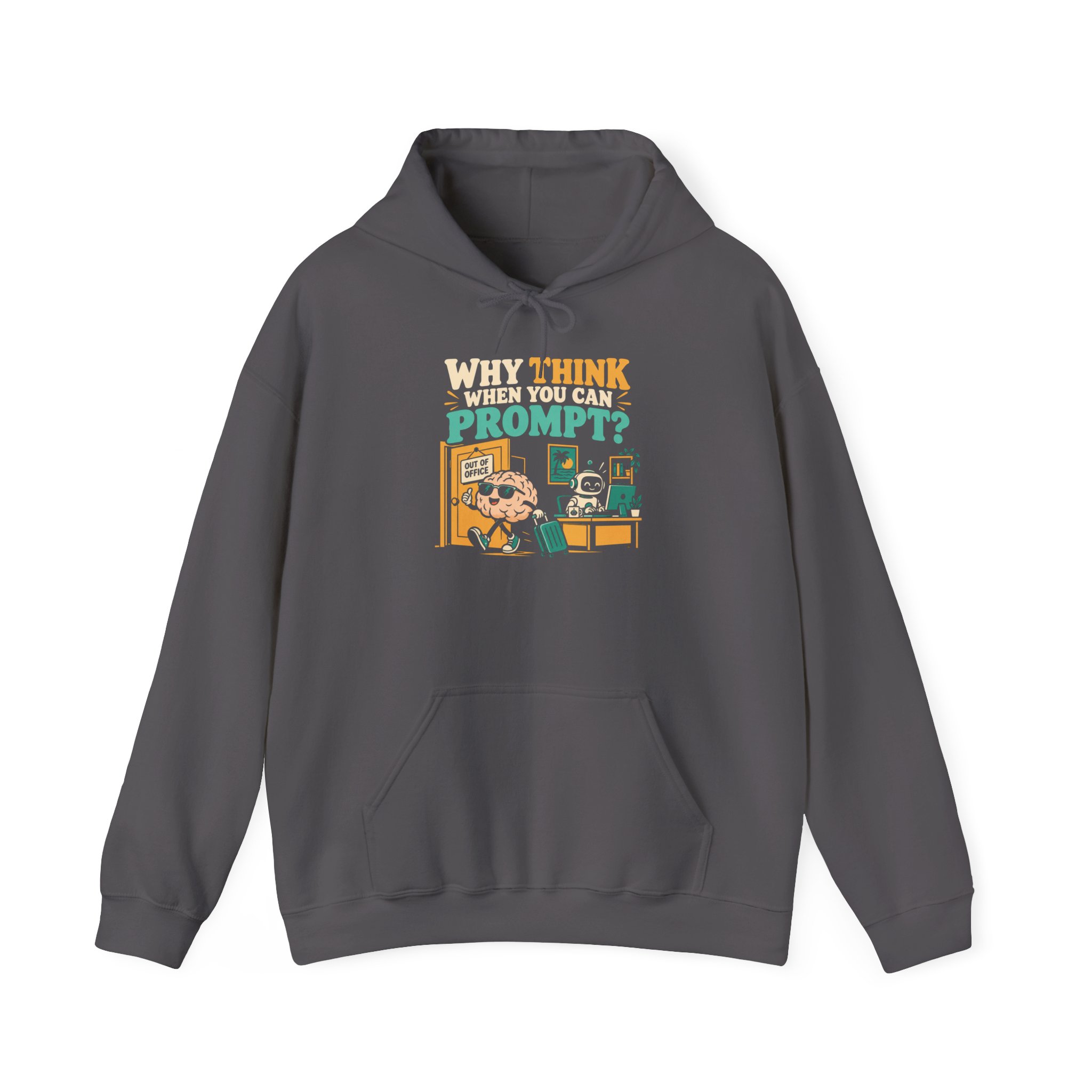 Prompt Out of Office hoodie in Charcoal, front view