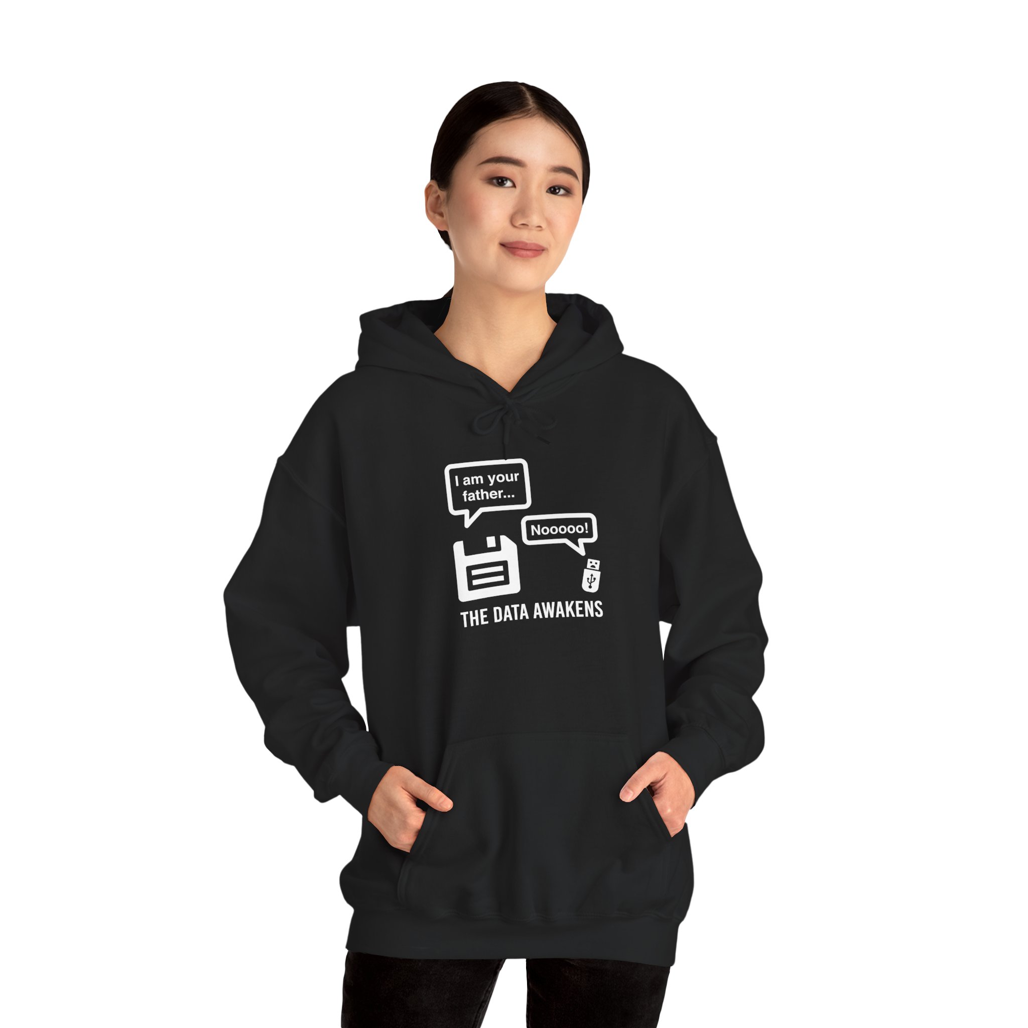The Data Awakens hoodie in Black, worn by a model