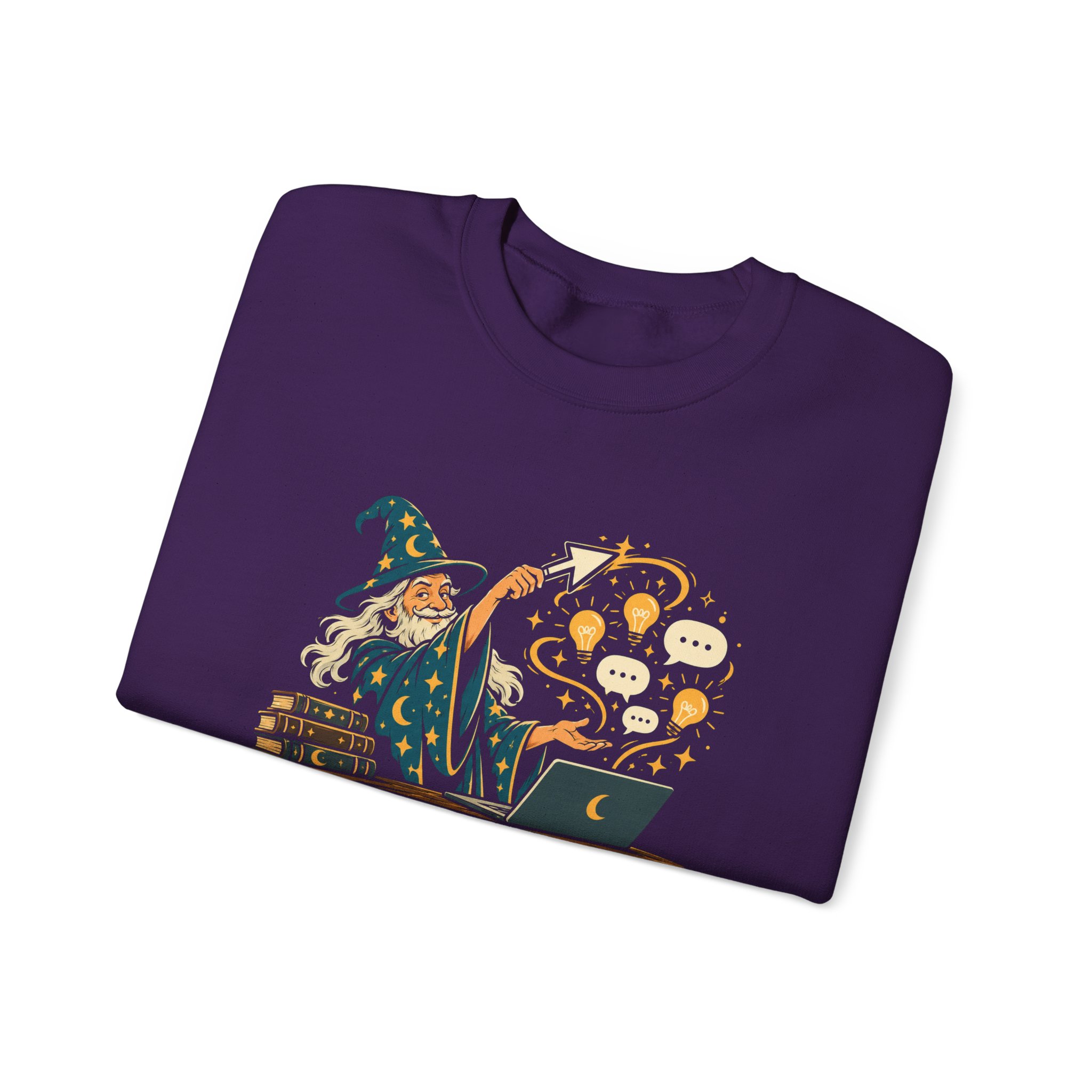 Prompt Wizard crewneck sweatshirt in Purple, folded