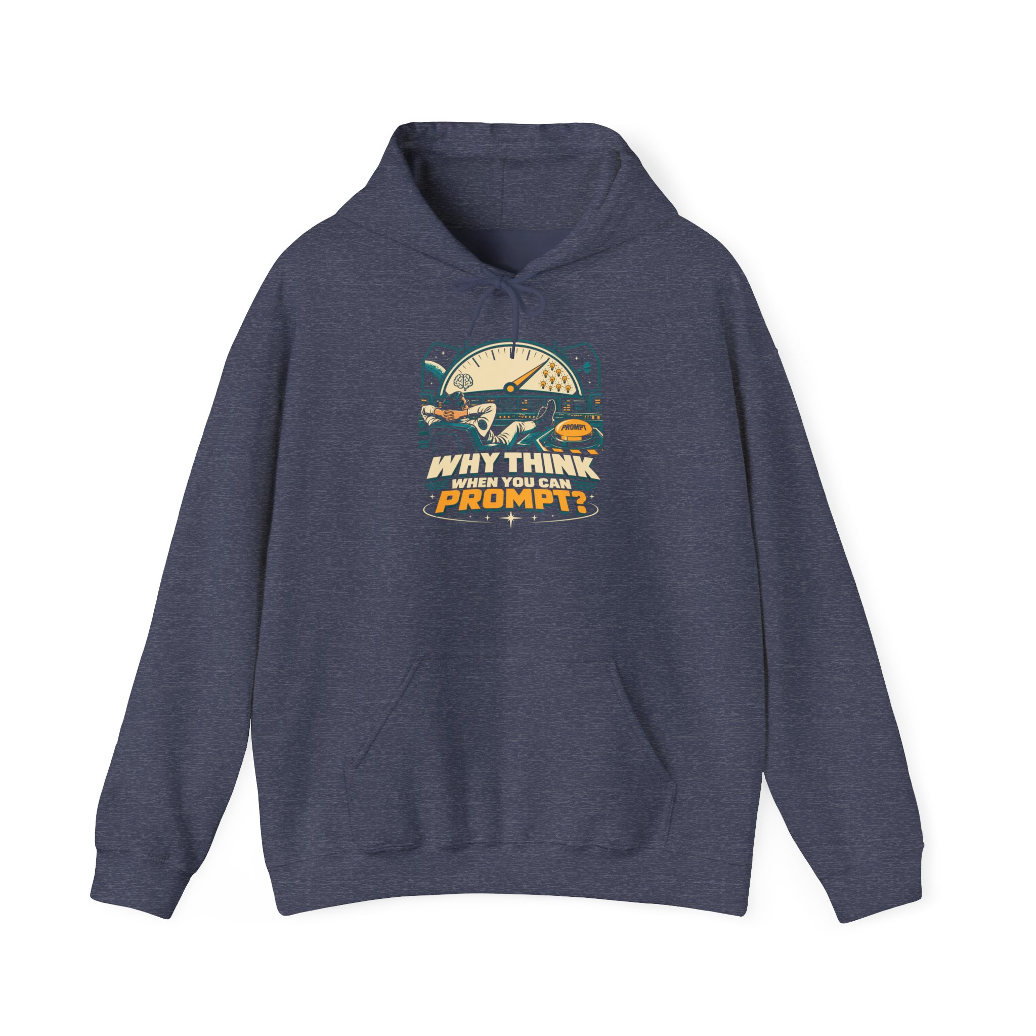 Prompt Mission Control hoodie in Heather Sport Dark Navy, front view