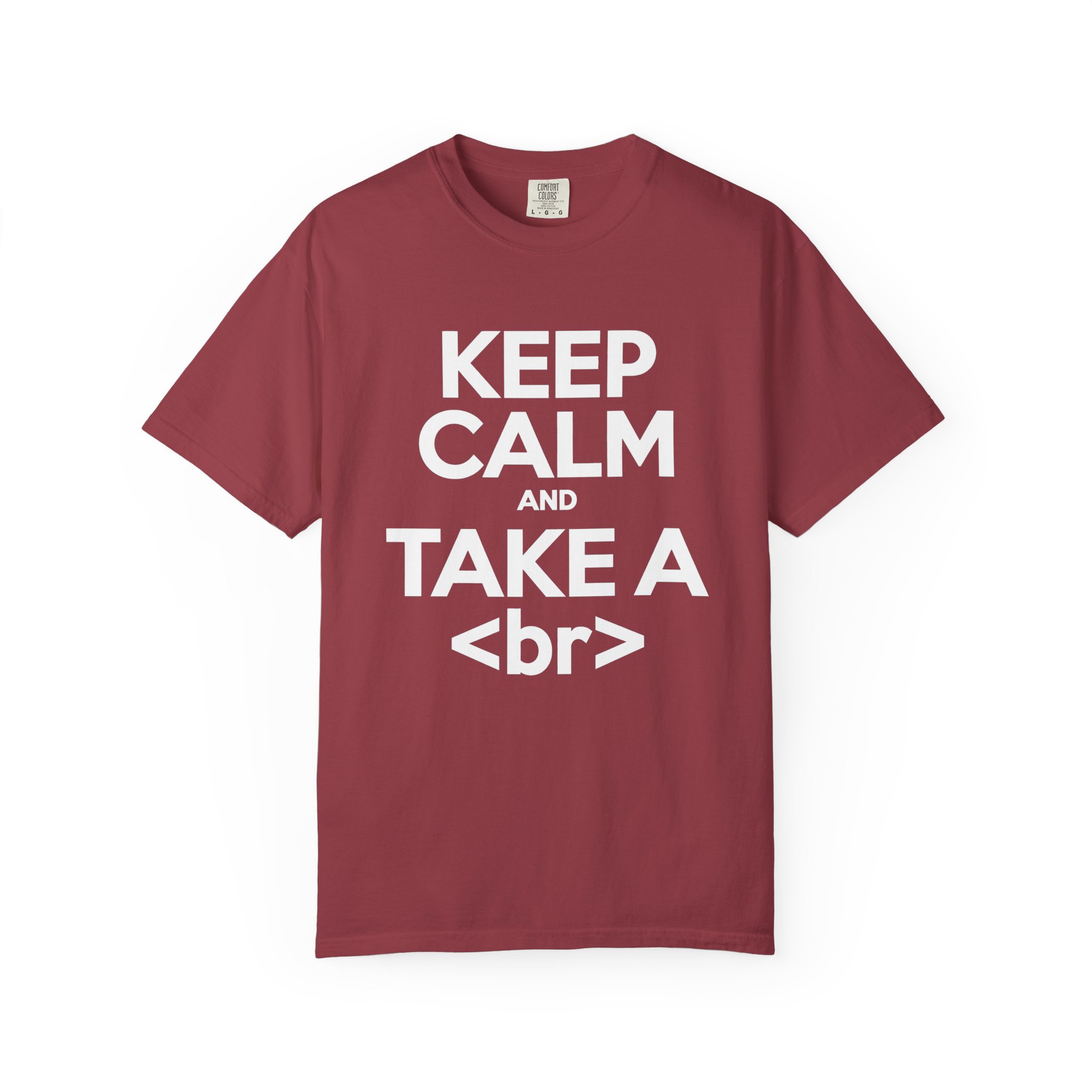 Keep Calm and Take a Break T-shirt in Chili, front view