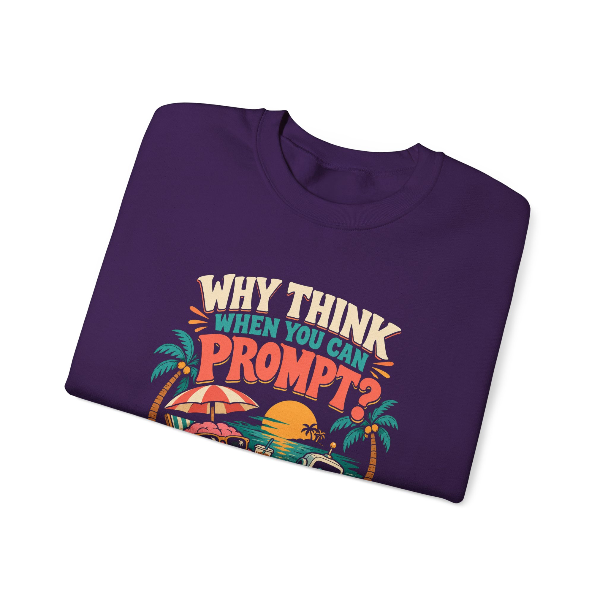 Prompt Beach Brain crewneck sweatshirt in Purple, folded