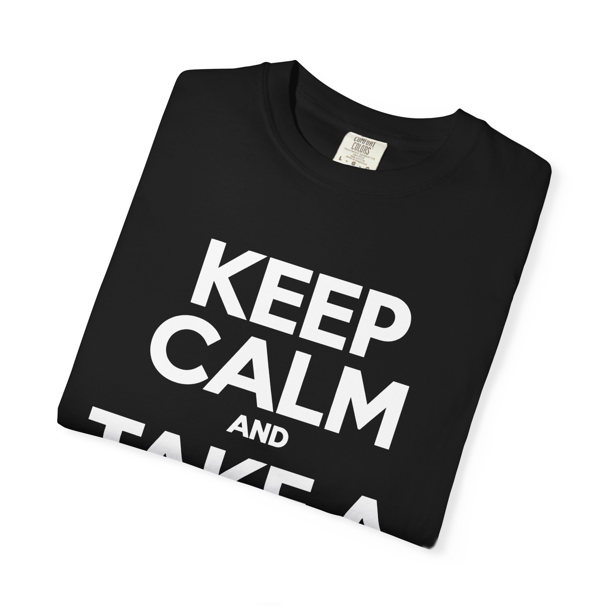Keep Calm and Take a Break T-shirt in Black, folded