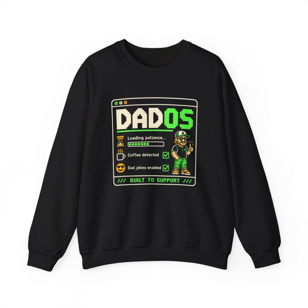 DadOS crewneck sweatshirt in Black, front view