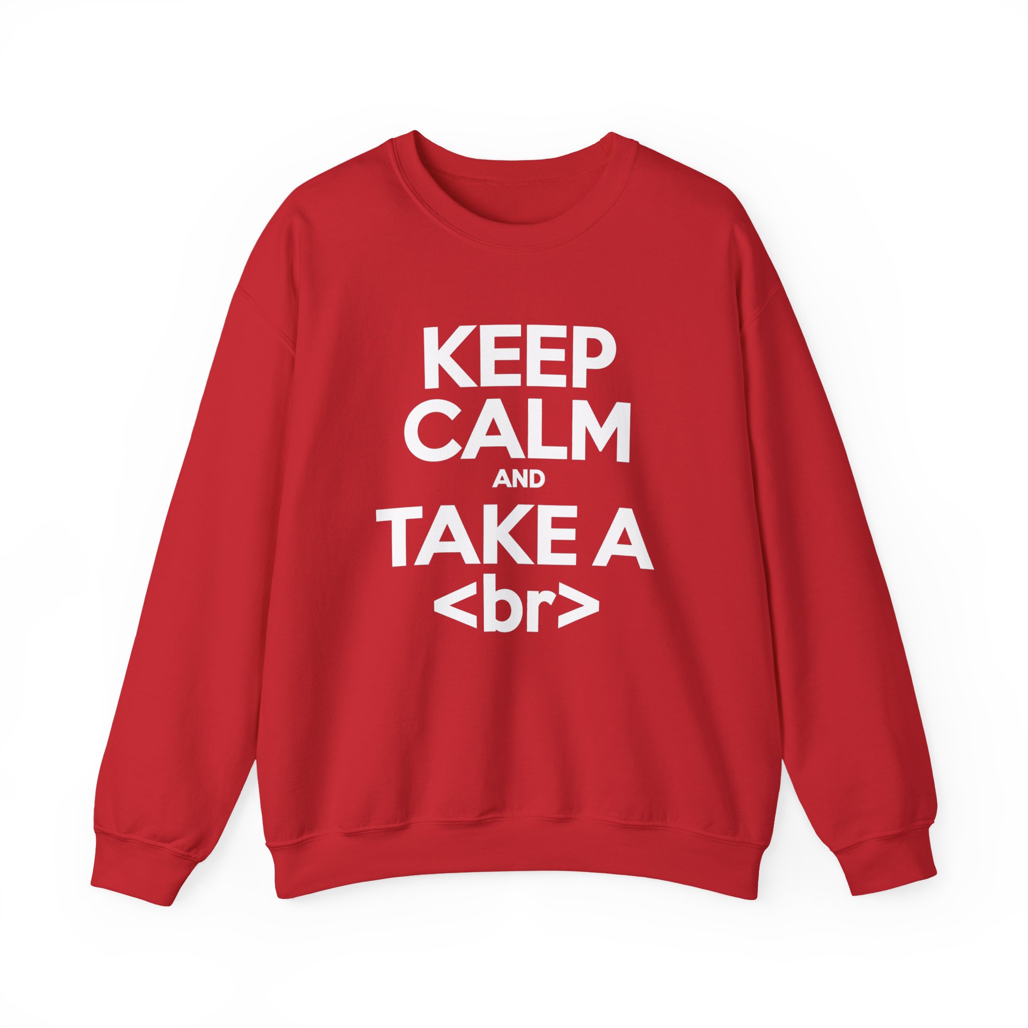 Keep Calm and Take a Break crewneck sweatshirt in Red, front view