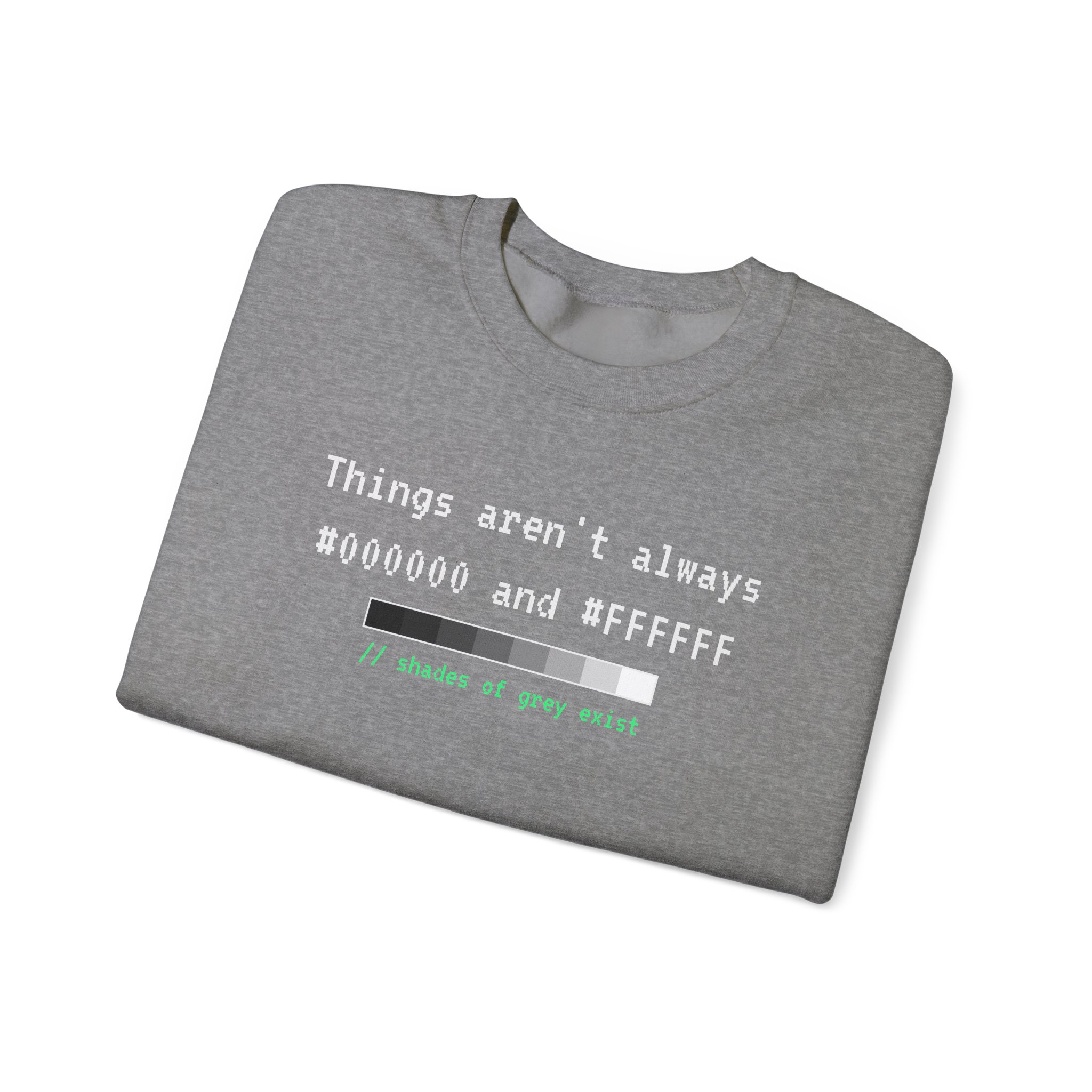 Shades of Grey Exist crewneck sweatshirt in Graphite Heather, folded