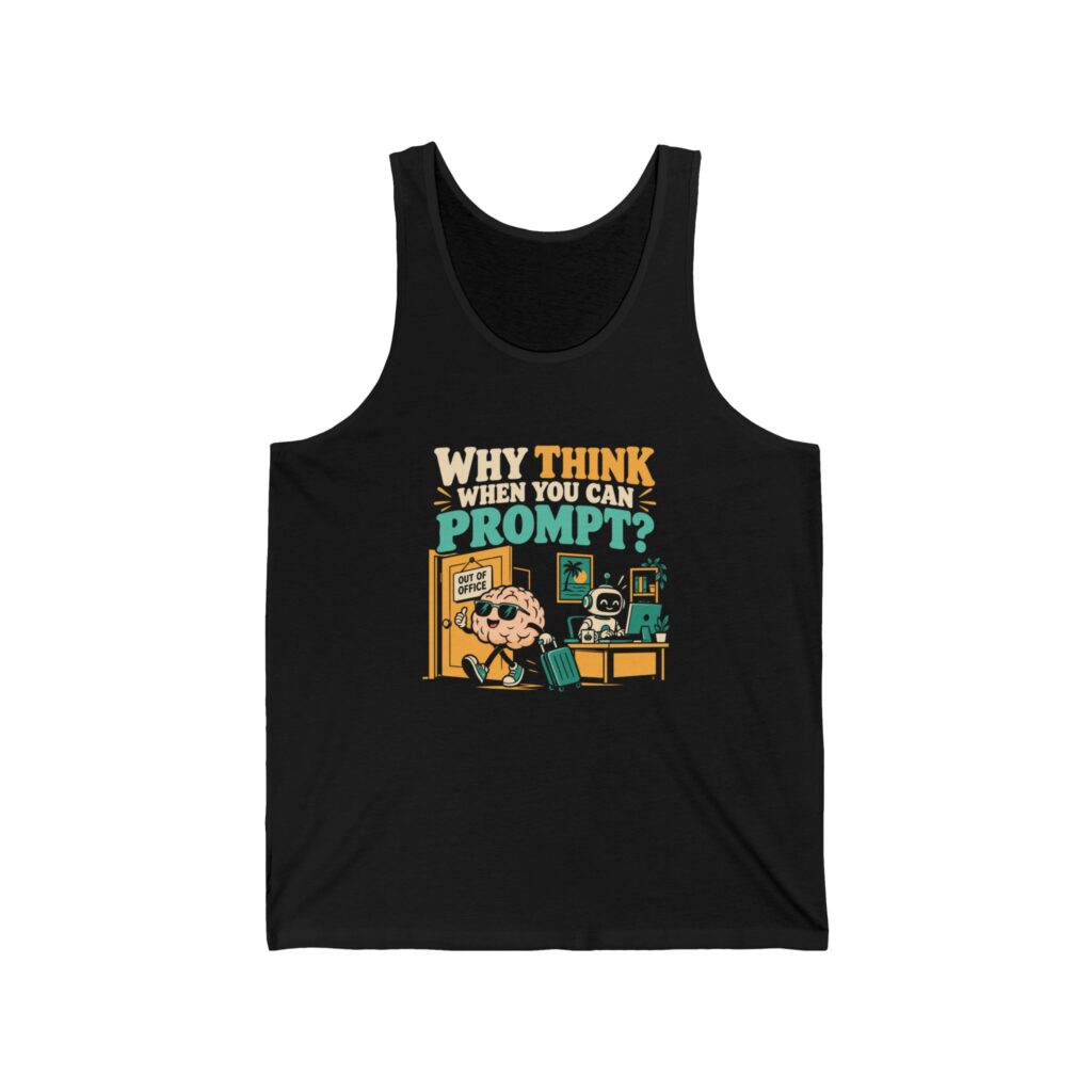 Prompt Out of Office unisex tank in Black, front view