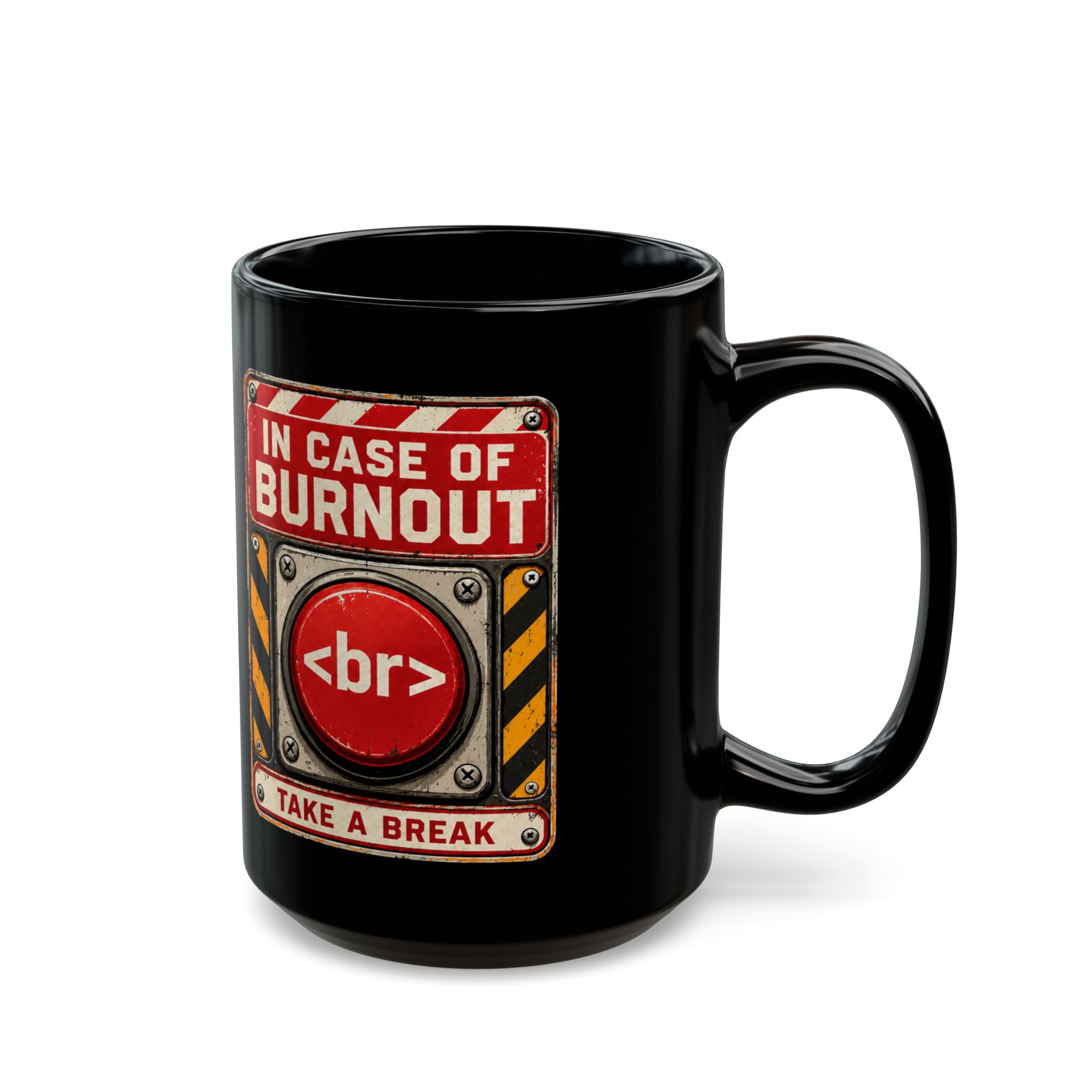 In Case of Burnout black mug, 15 oz, right side