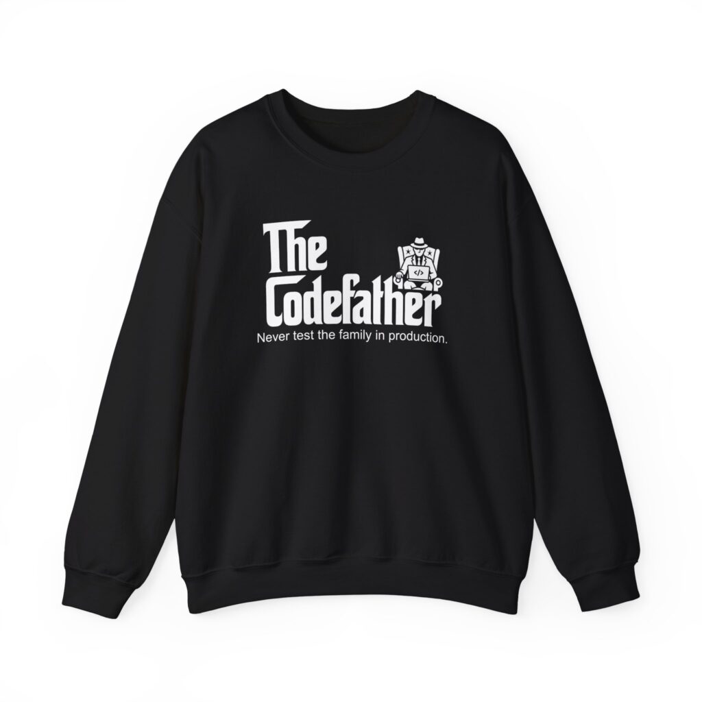The Codefather crewneck sweatshirt in Black, front view