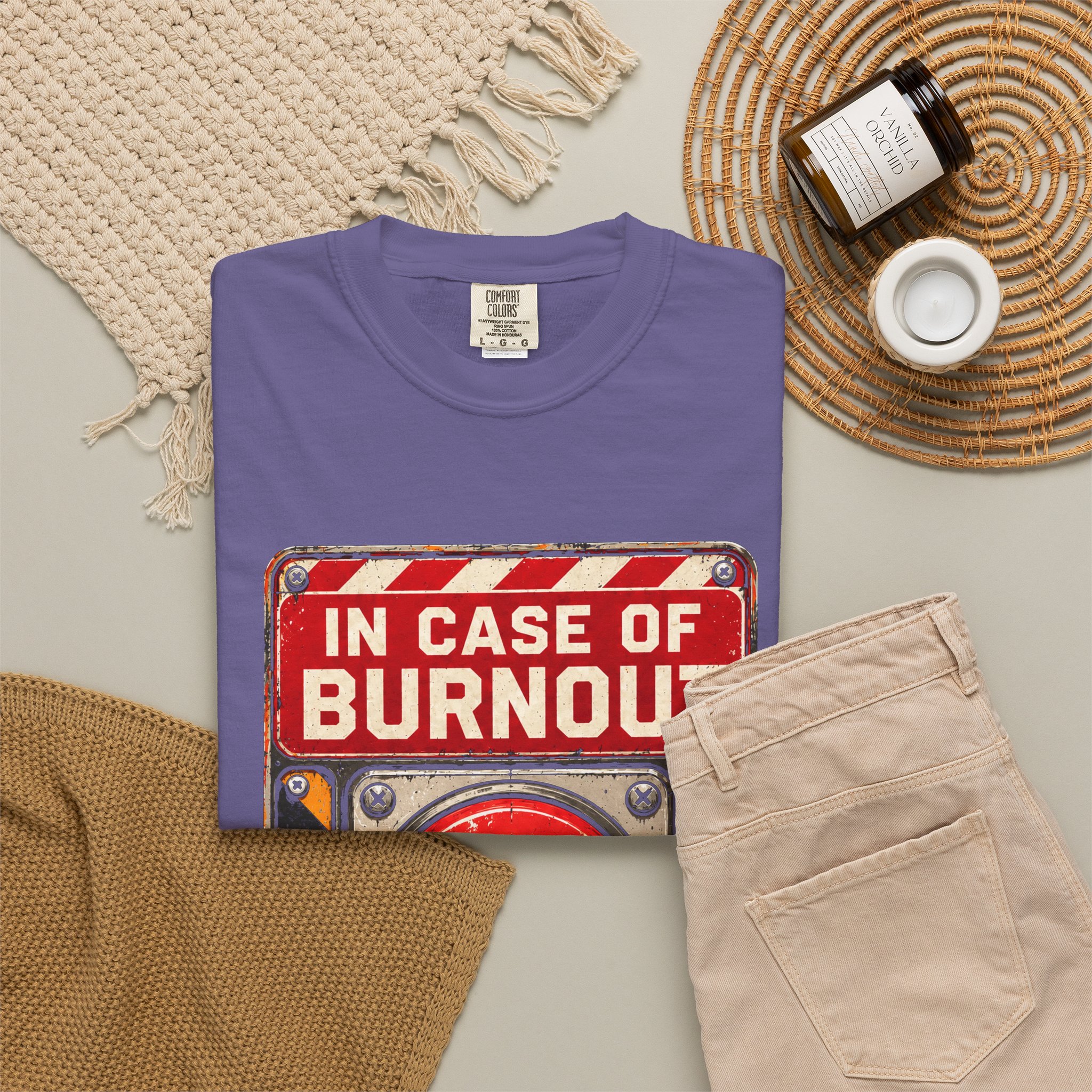In Case of Burnout T-shirt in Grape, folded 2