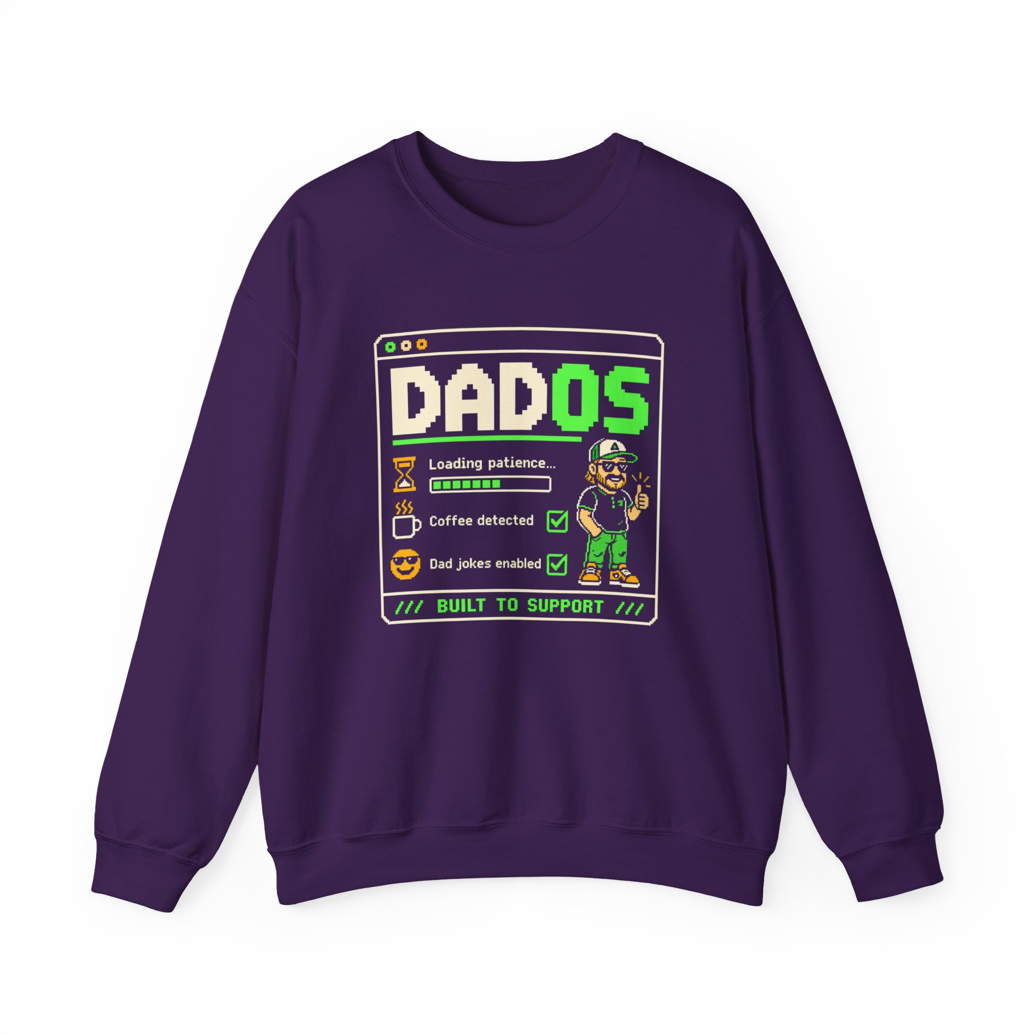 DadOS crewneck sweatshirt in Purple, front view
