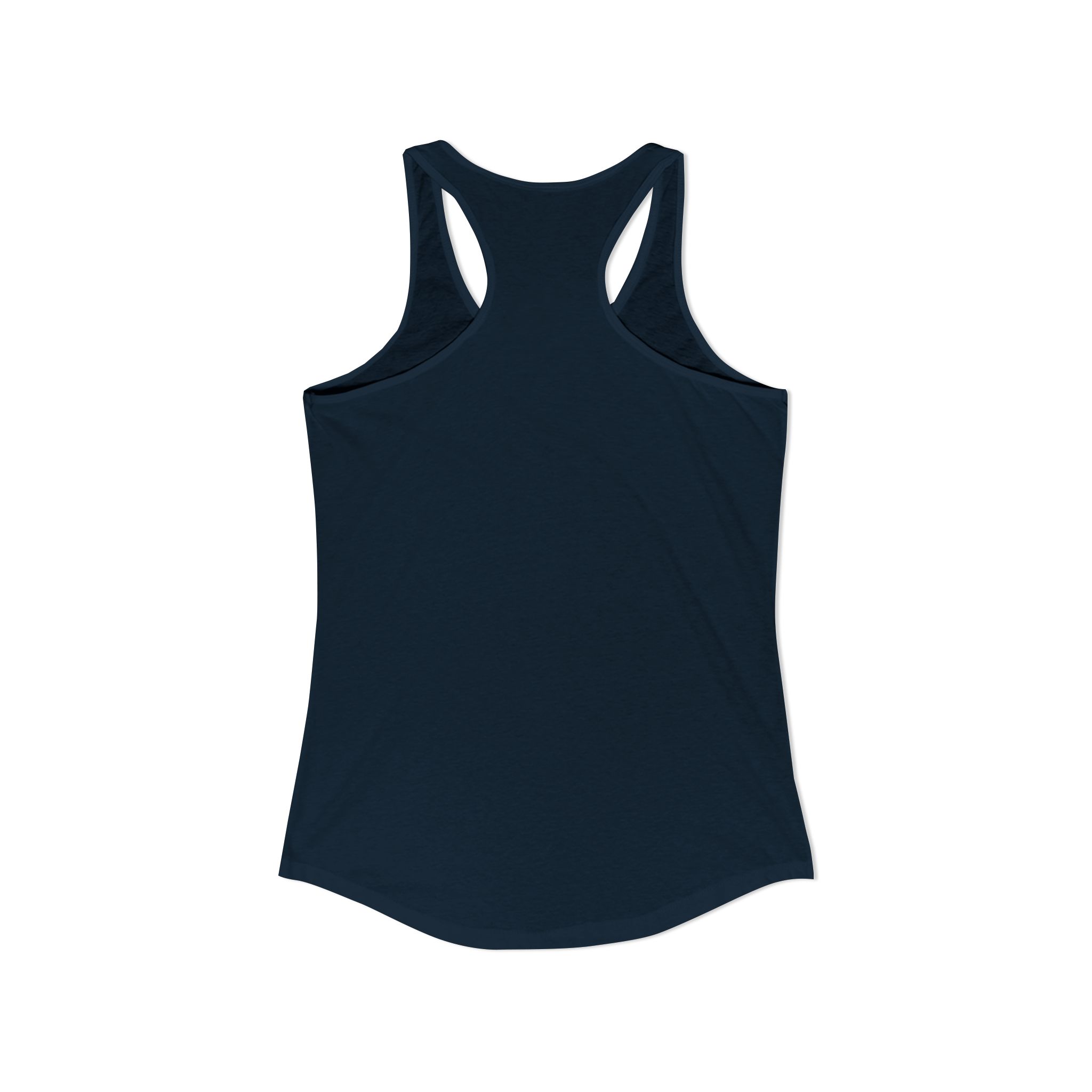 Geek Binary Code women's racerback tank in Solid Midnight Navy, back view