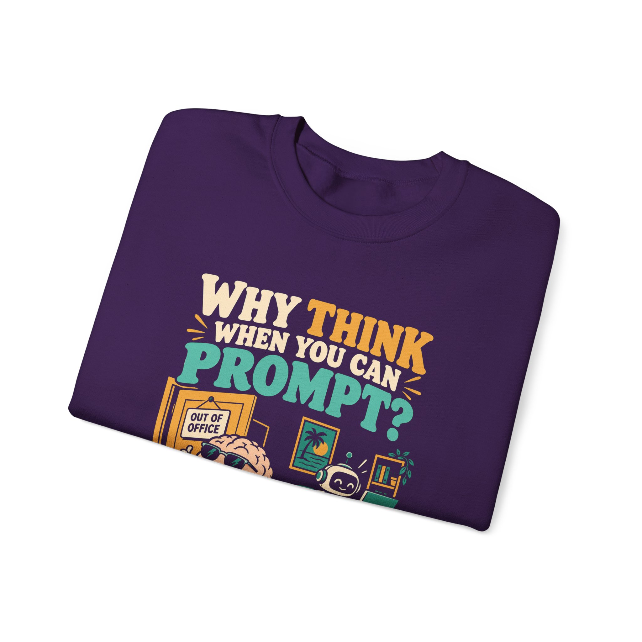 Prompt Out of Office crewneck sweatshirt in Purple, folded