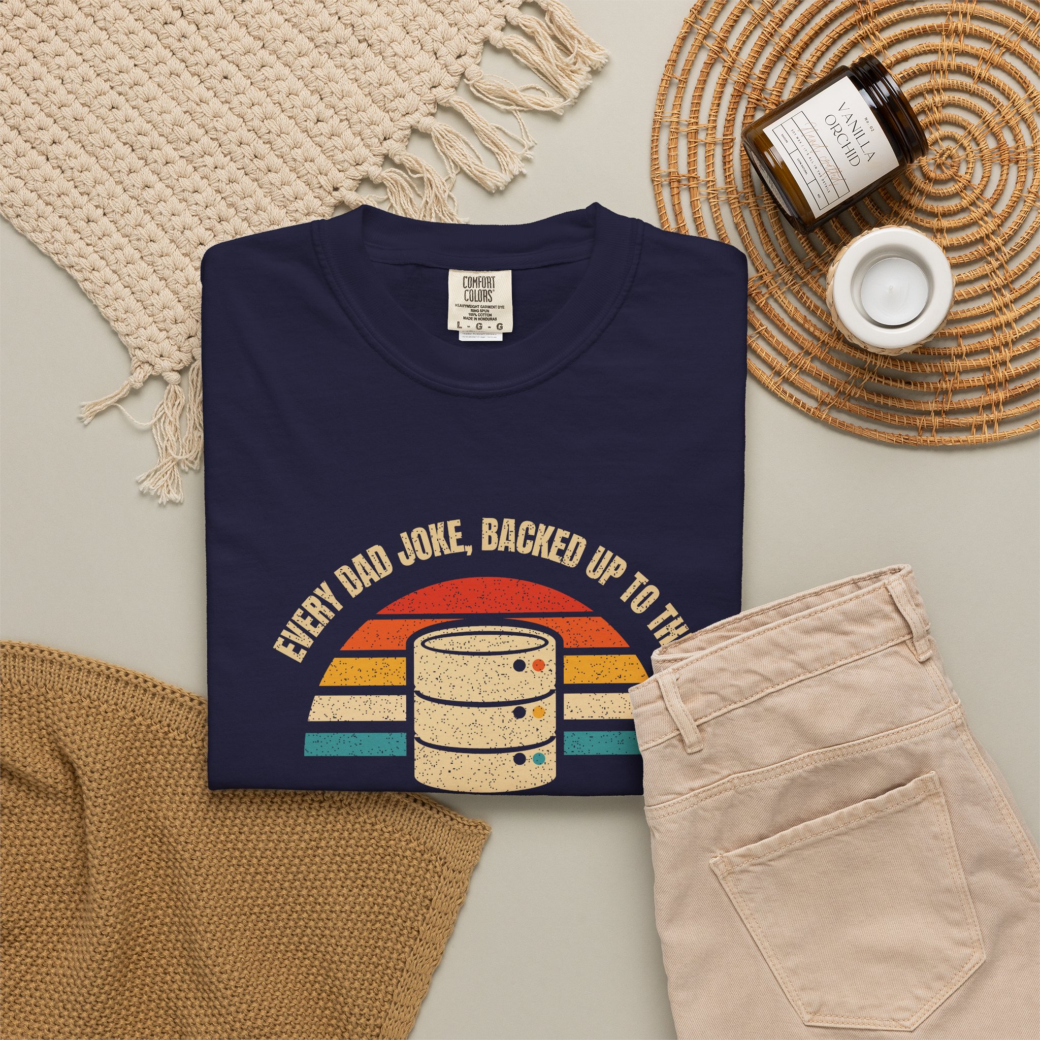 Dad-a-Base T-shirt in True Navy, folded 2