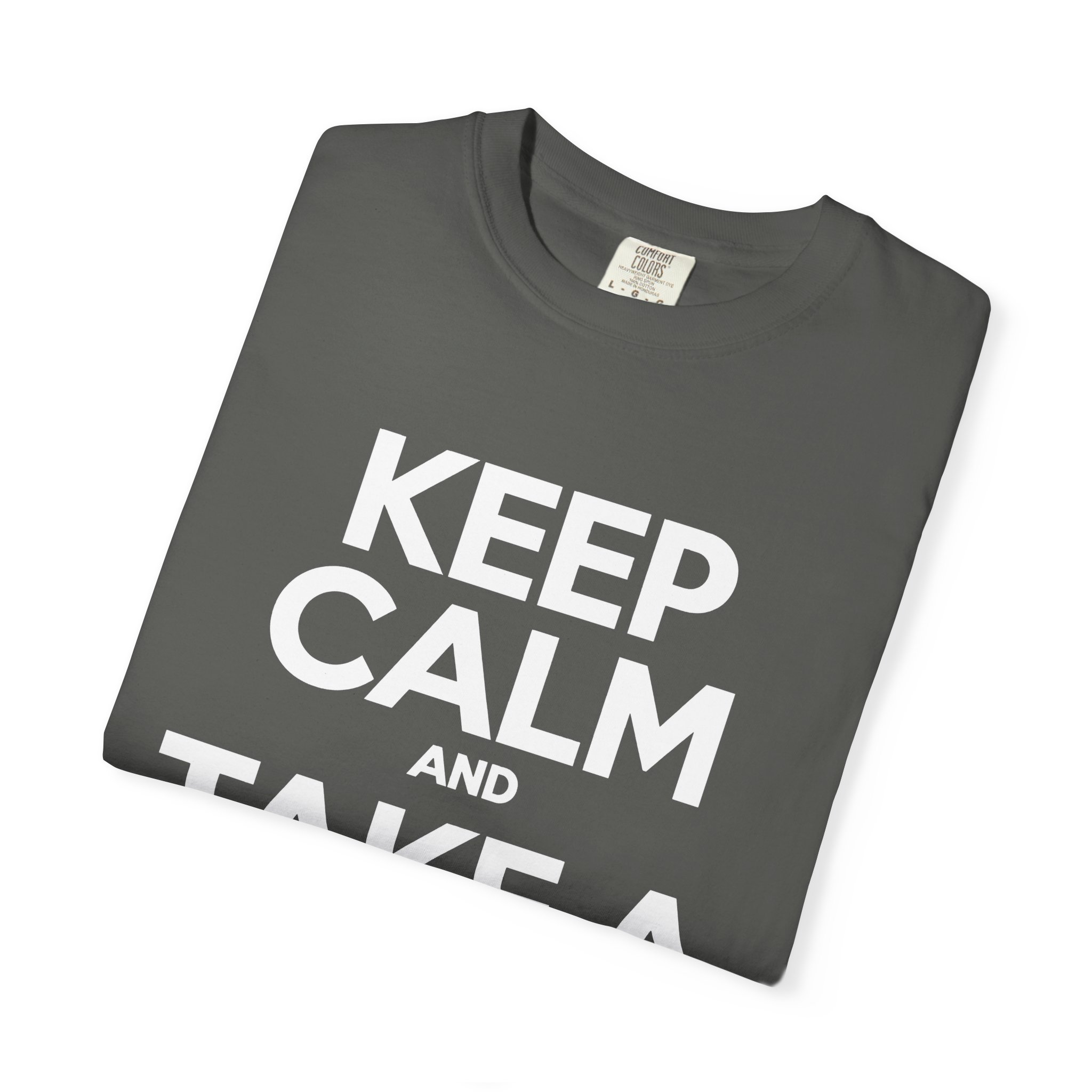 Keep Calm and Take a Break T-shirt in Pepper, folded