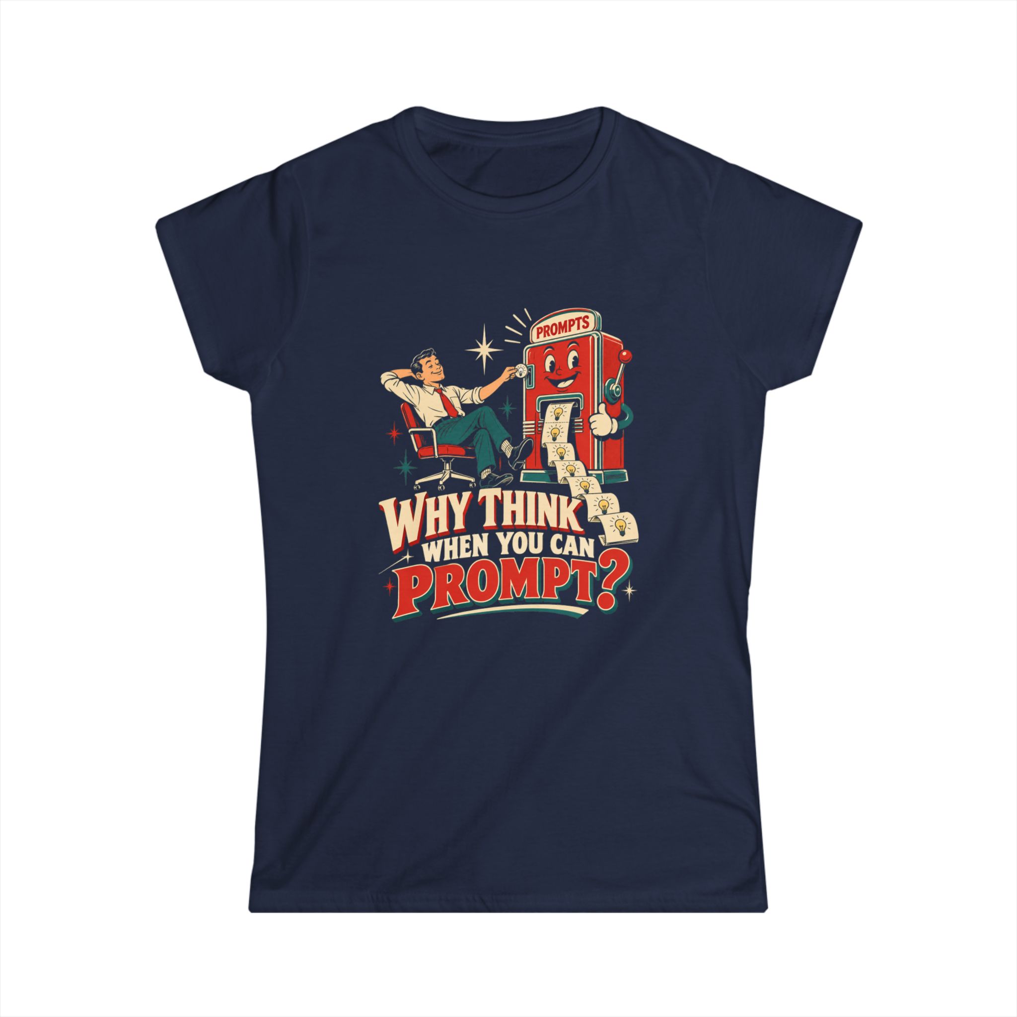 Prompt Machine women's T-shirt in Navy, front view