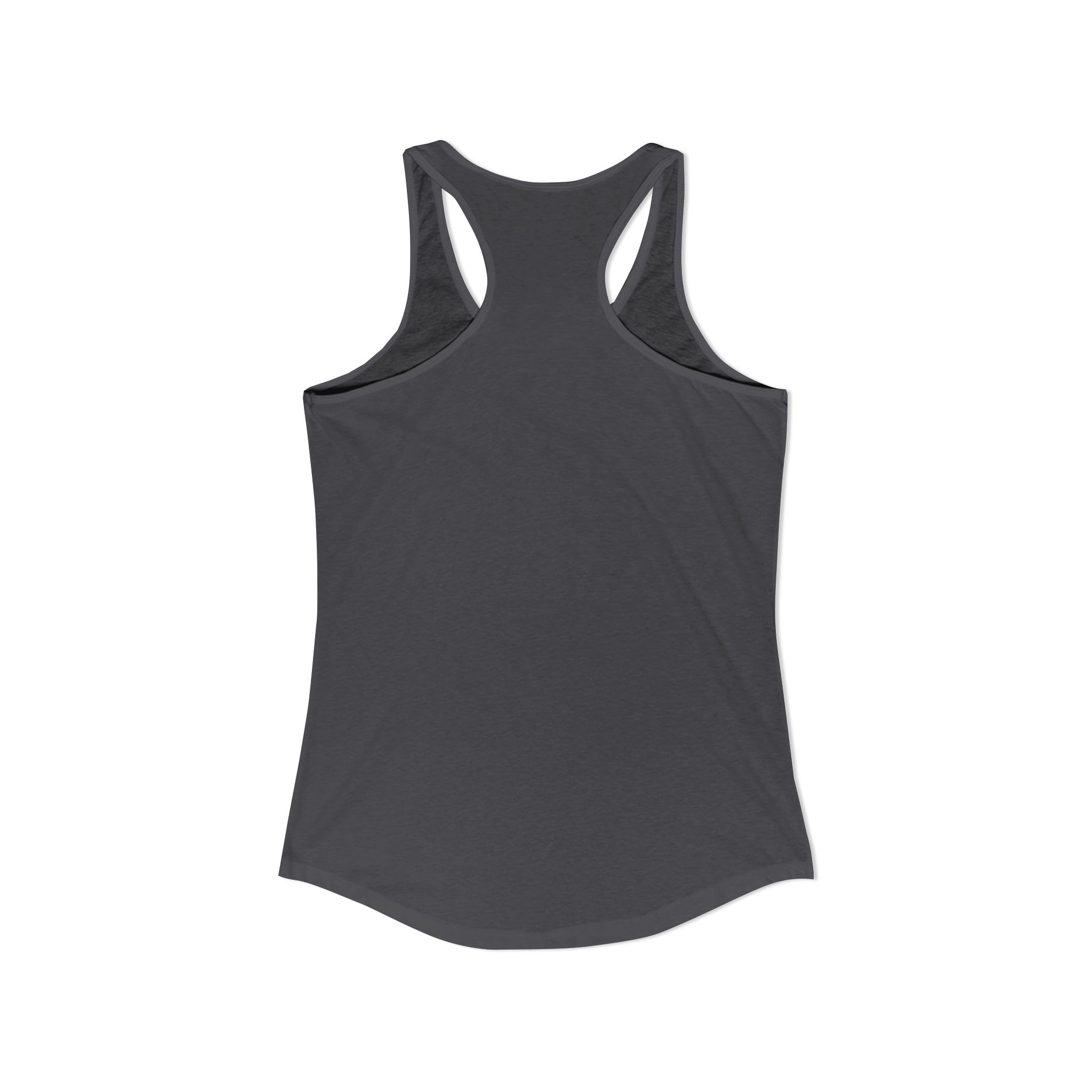Keep Calm Coffee Break women's racerback tank in Solid Dark Gray, back view