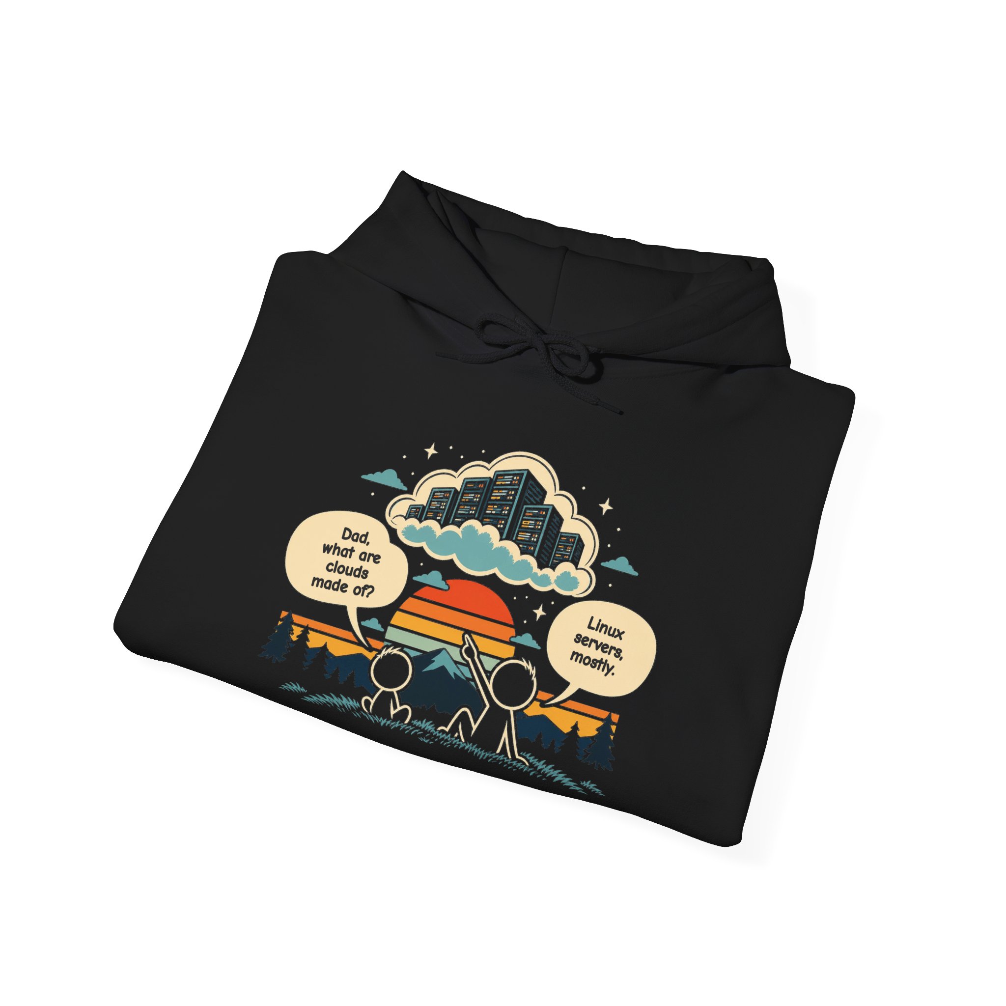 Linux Clouds hoodie in Black, folded