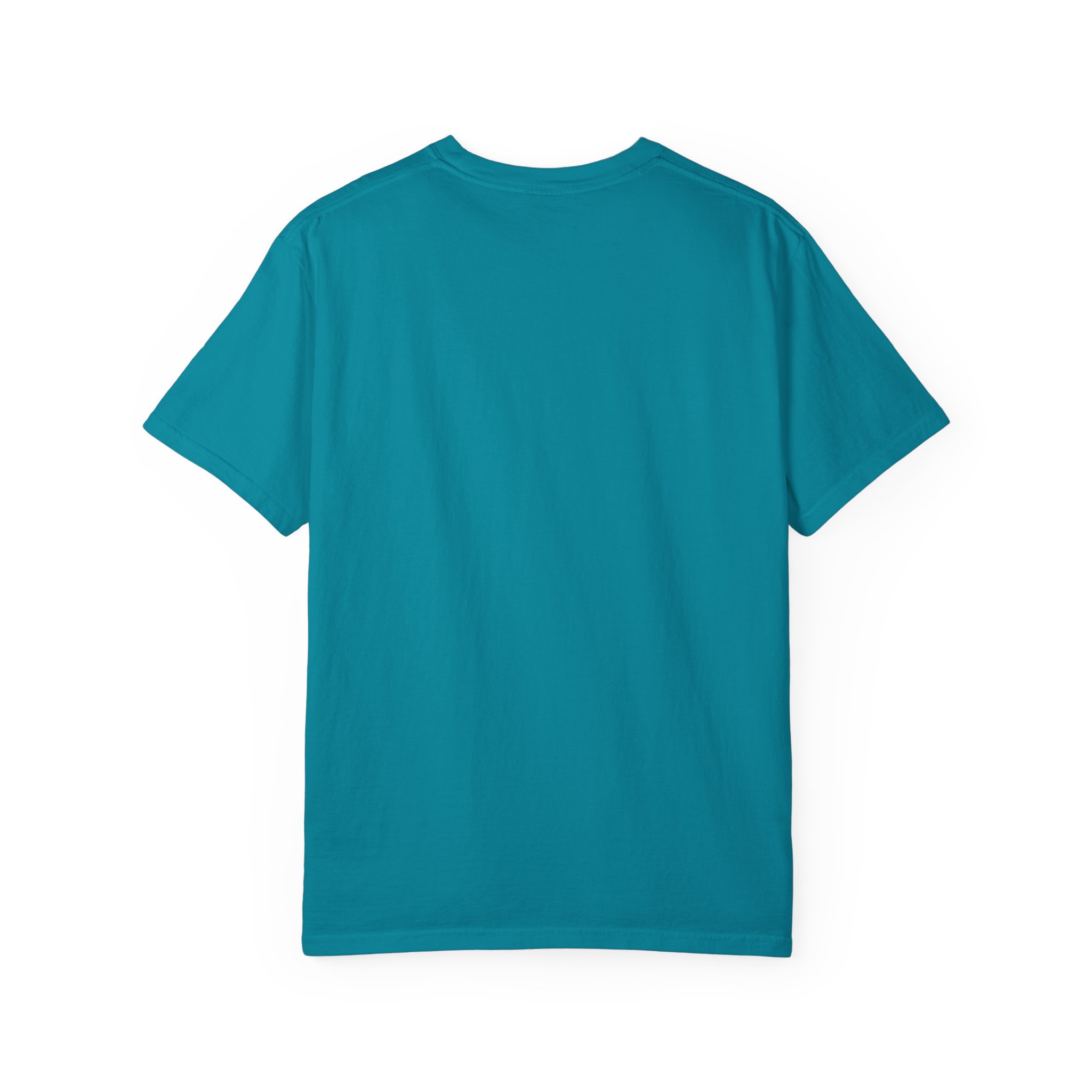 The Codefather T-shirt in Topaz Blue, back view