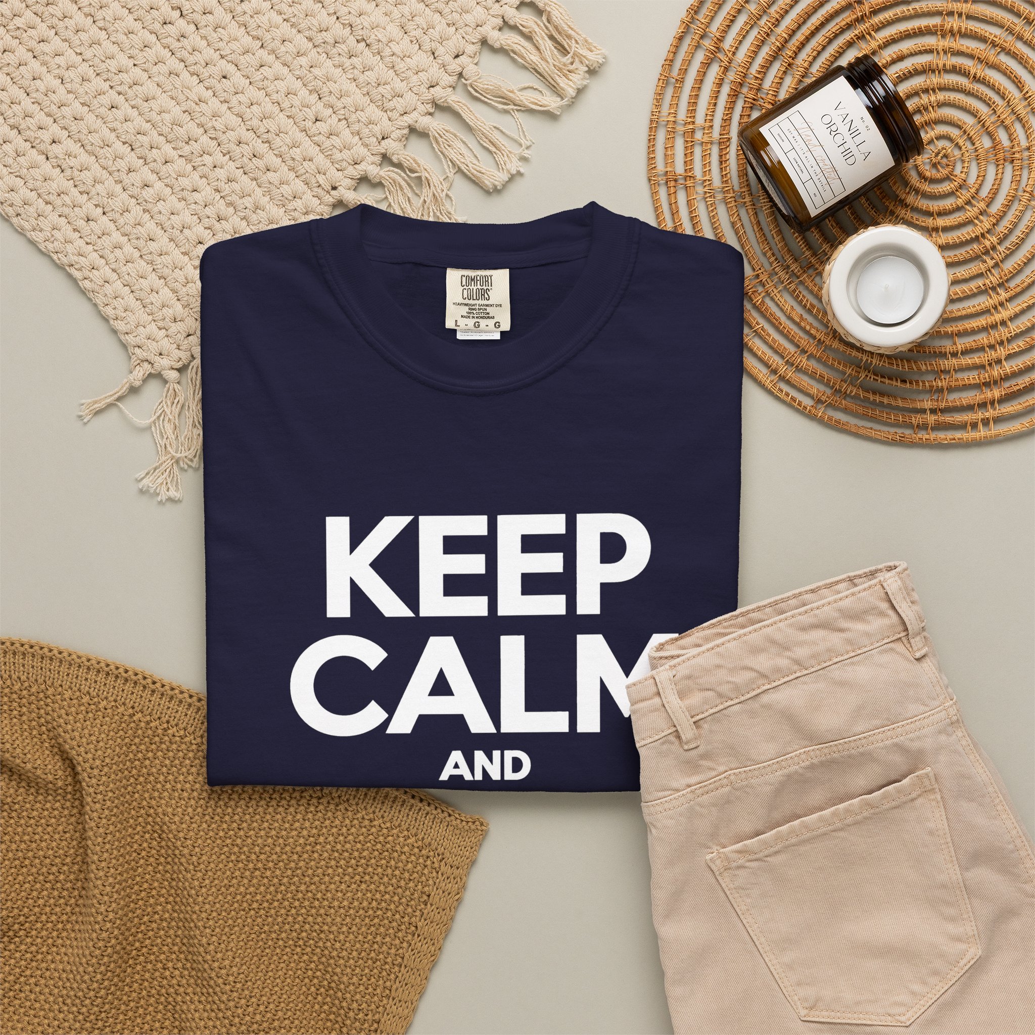 Keep Calm and Take a Break T-shirt in True Navy, folded 2