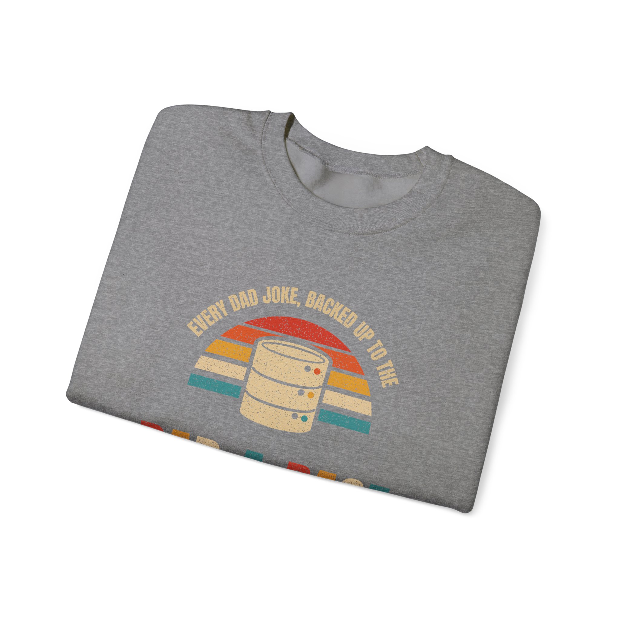 Dad-a-Base crewneck sweatshirt in Graphite Heather, folded