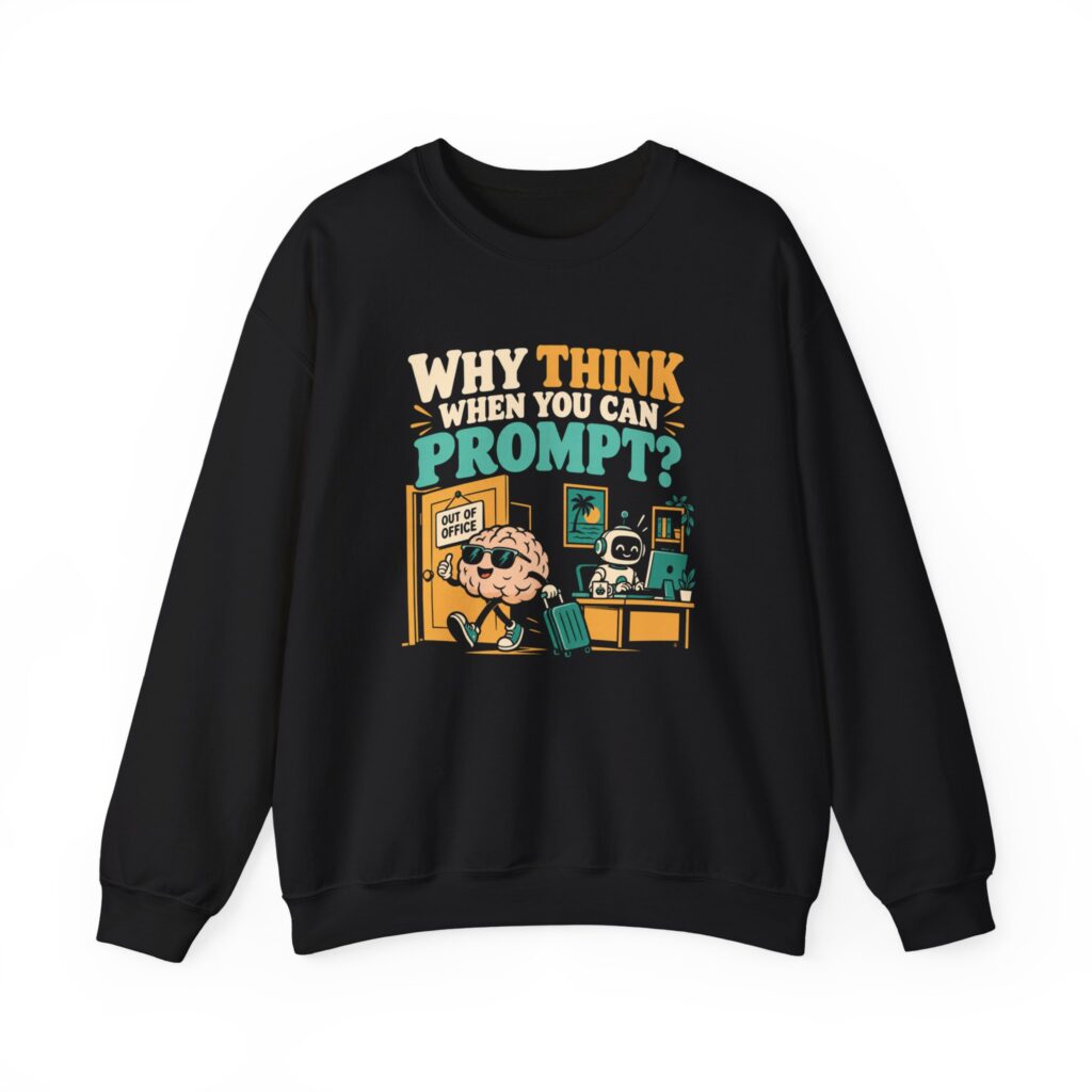 Prompt Out of Office crewneck sweatshirt in Black, front view