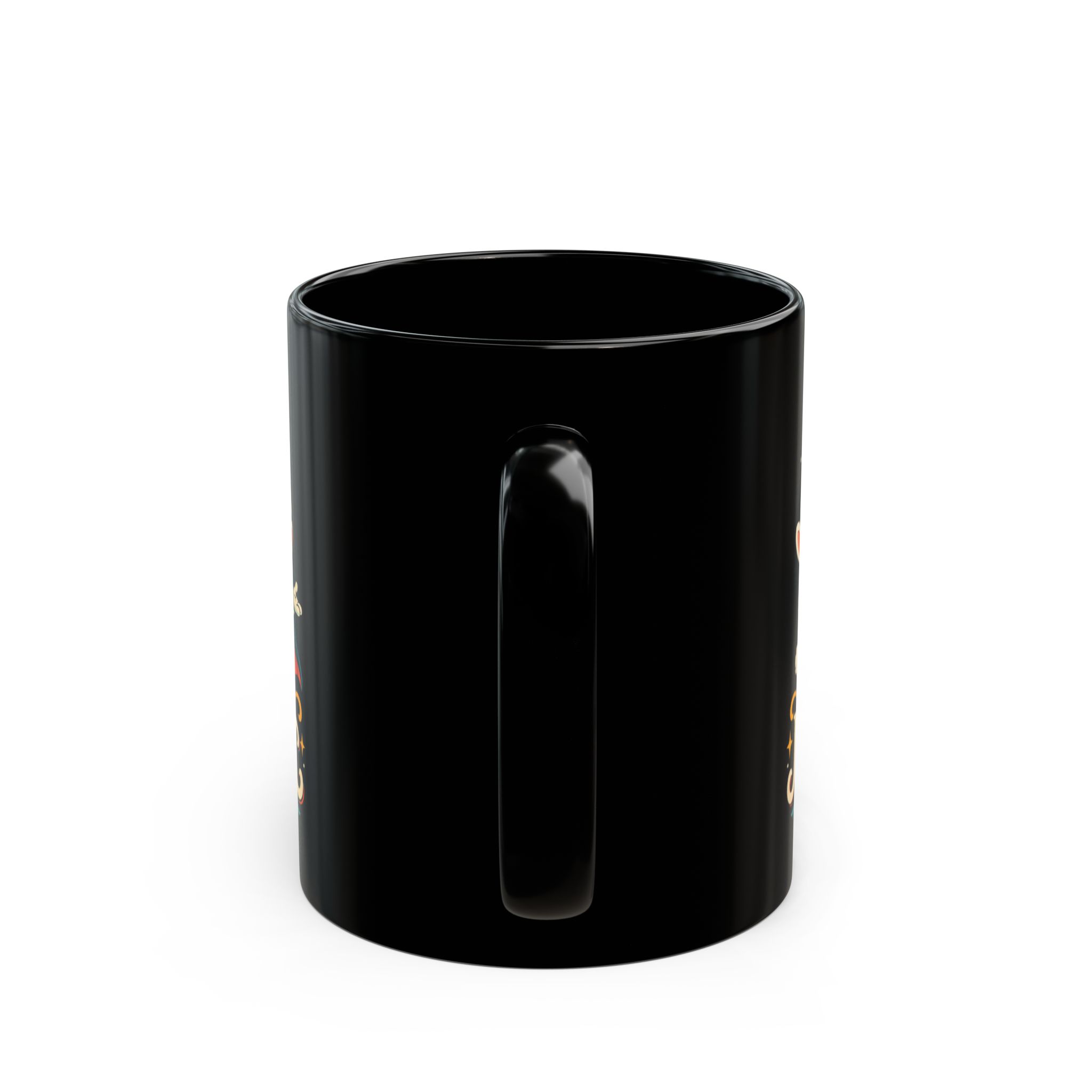 AI Magic Bunny black mug, 11 oz, back view
