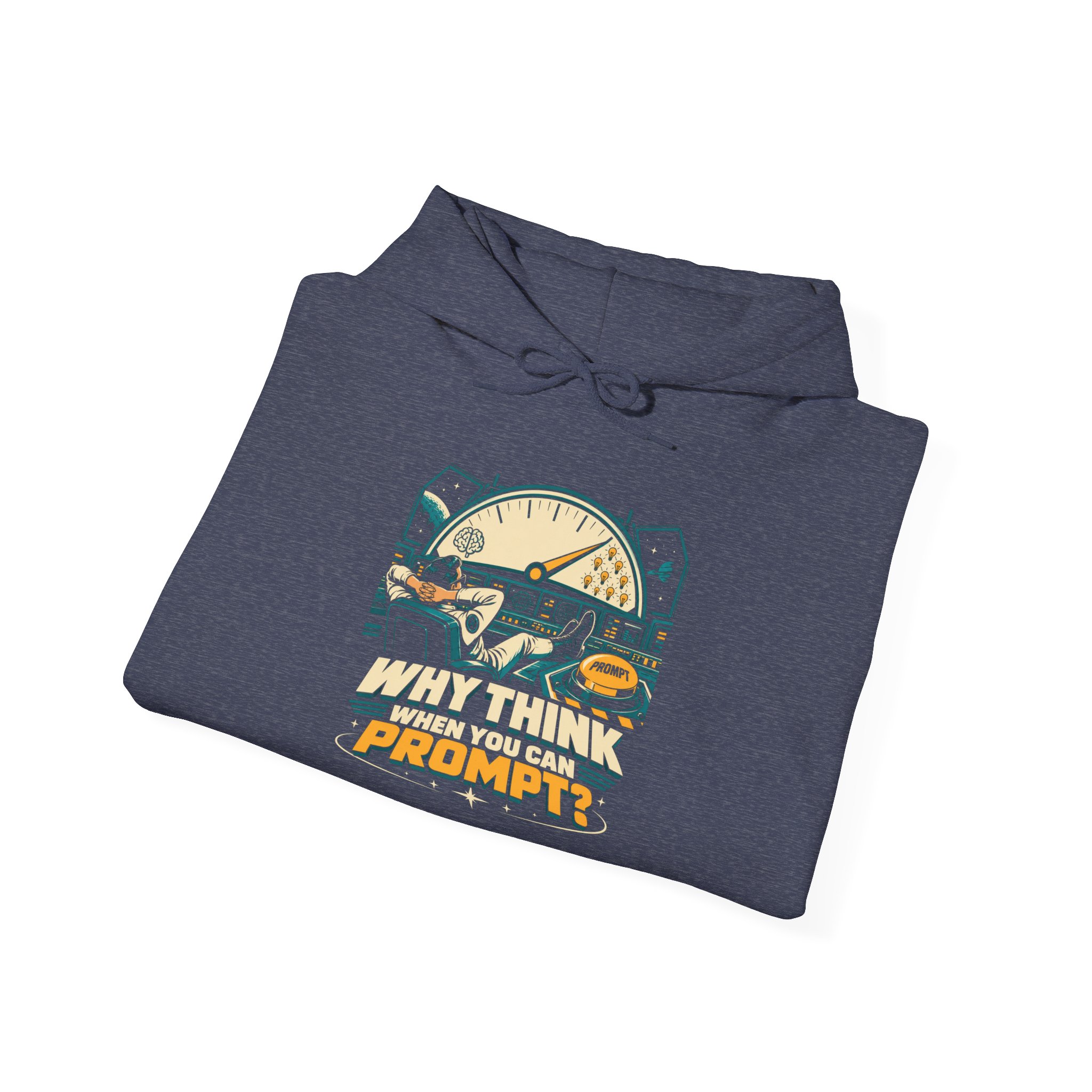 Prompt Mission Control hoodie in Heather Sport Dark Navy, folded