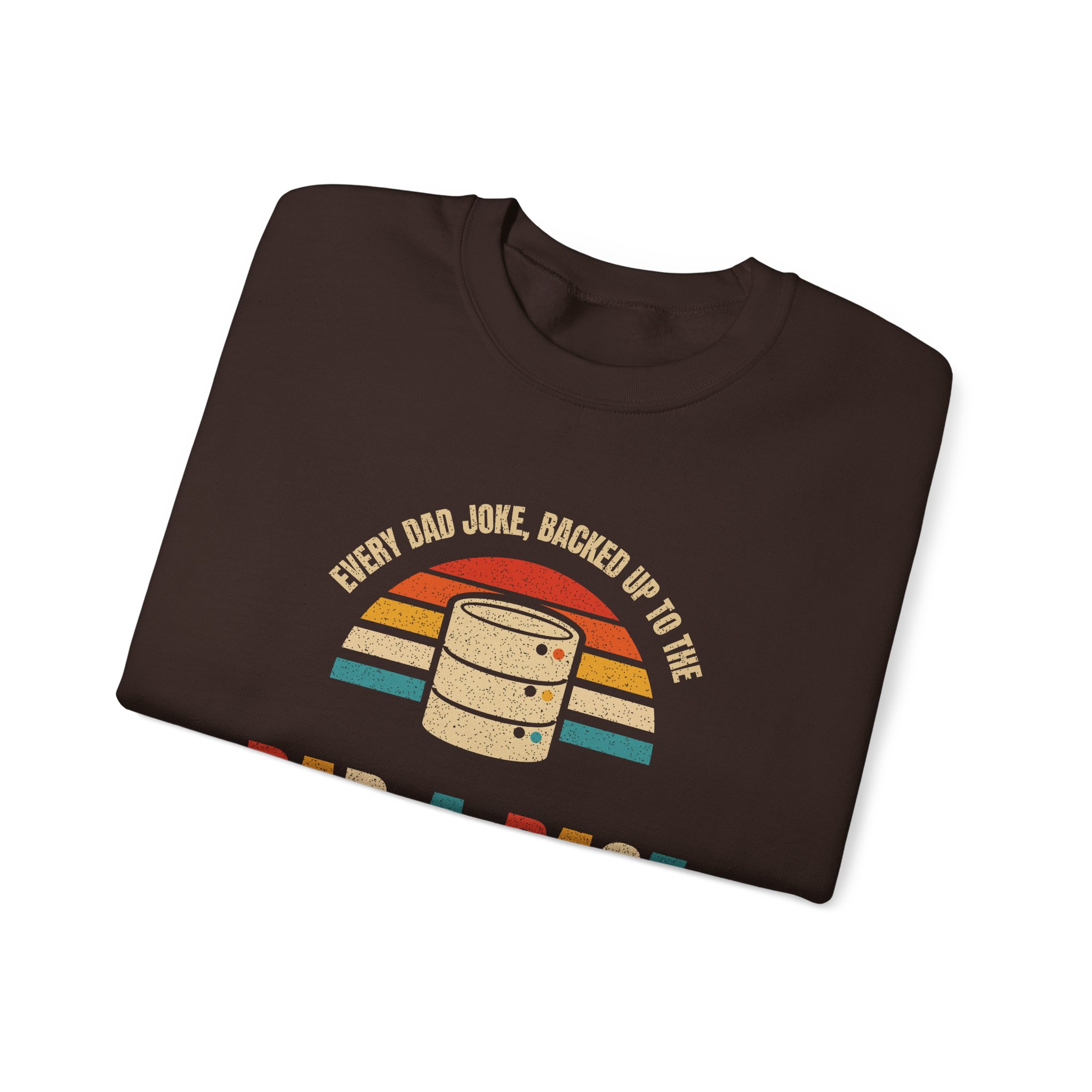 Dad-a-Base crewneck sweatshirt in Dark Chocolate, folded