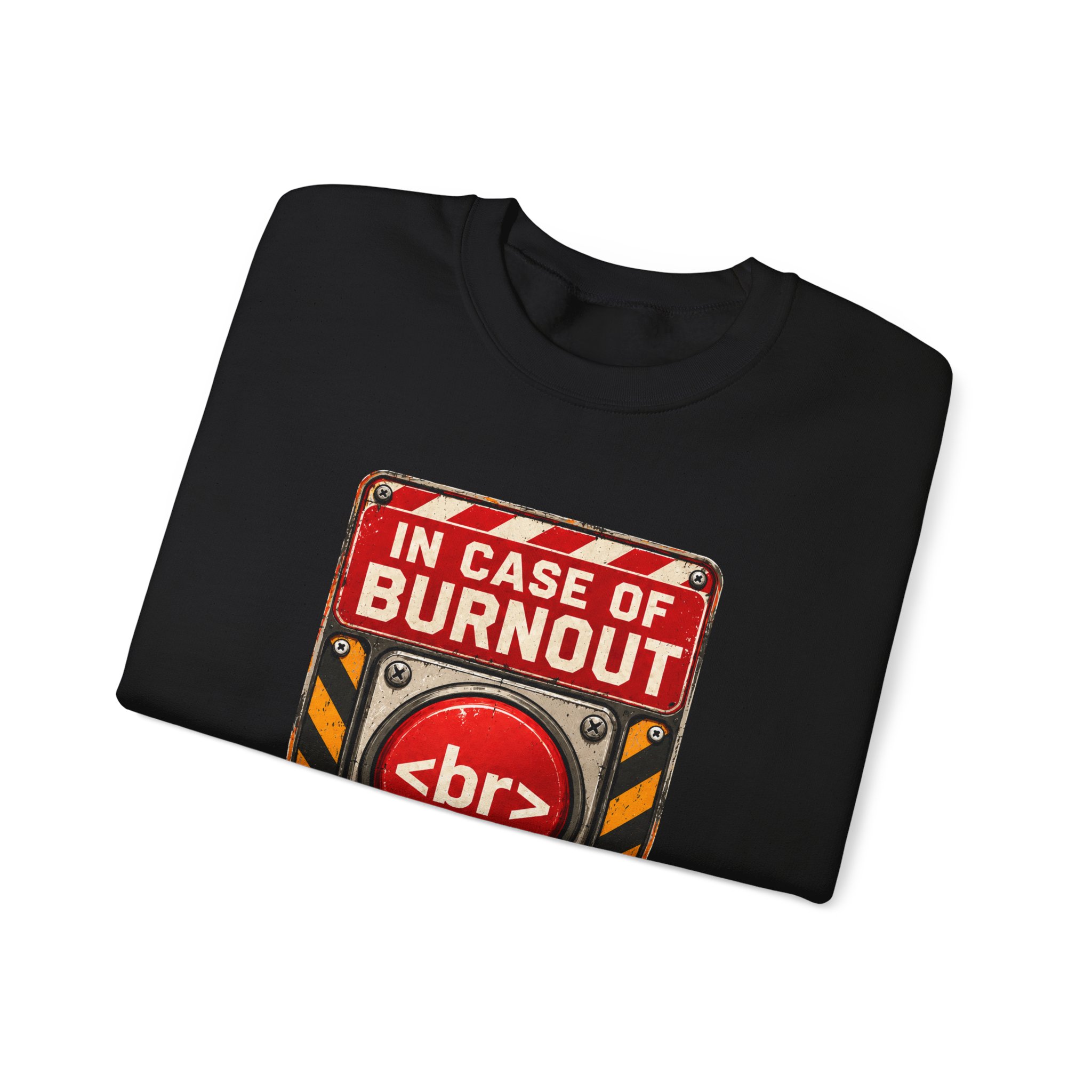 In Case of Burnout crewneck sweatshirt in Black, folded