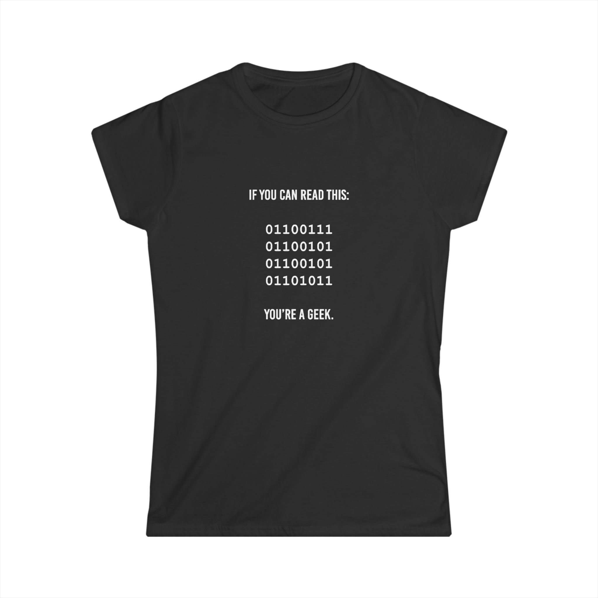 Geek Binary Code women's T-shirt in Black, front view