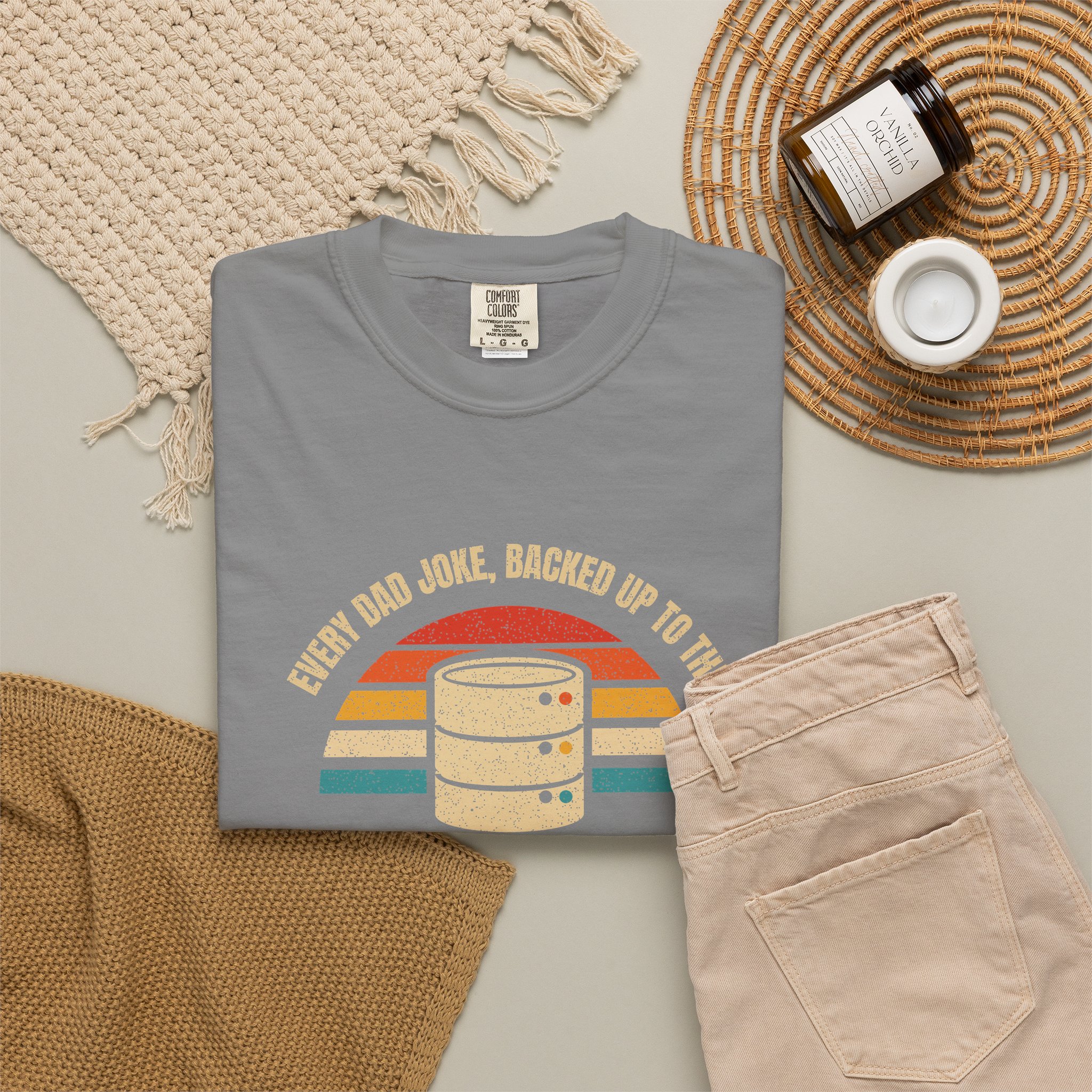 Dad-a-Base T-shirt in Grey, folded 2