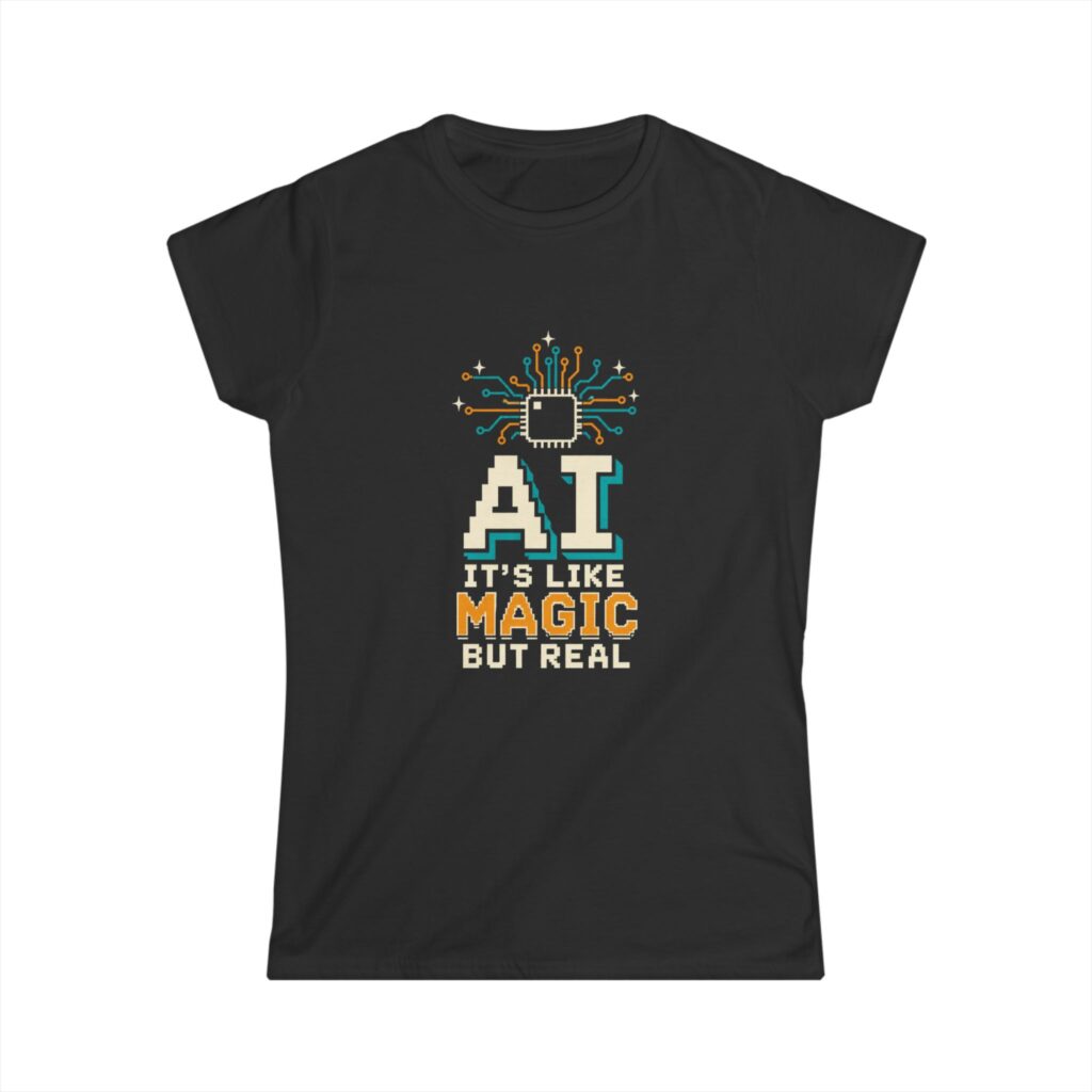 AI Magic Chip women's T-shirt in Black, front view