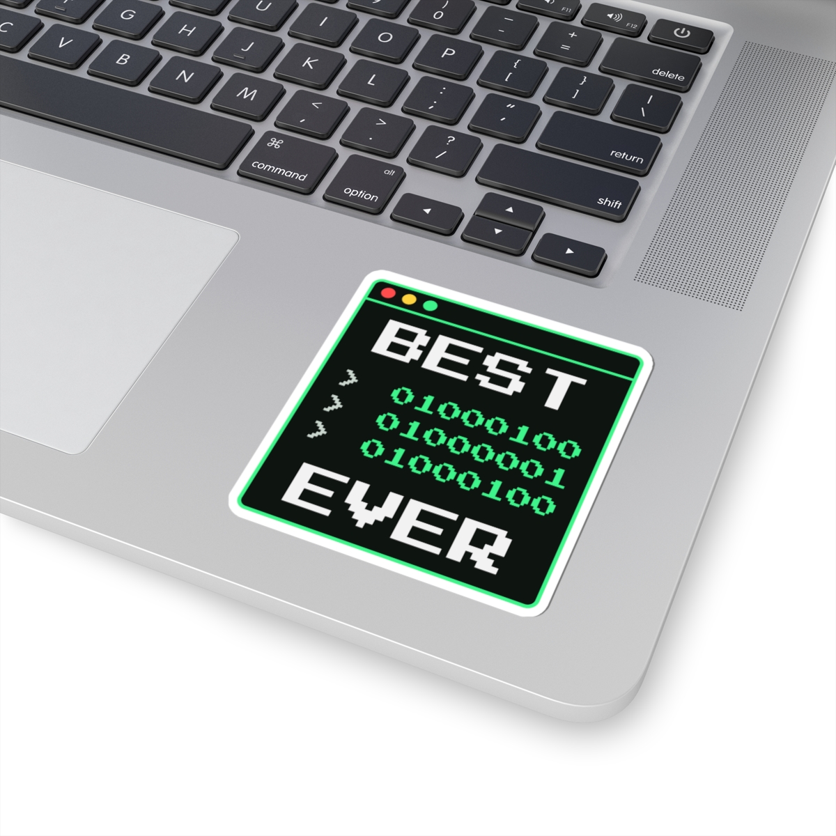 Best Dad Ever sticker, 3 inch, on a laptop