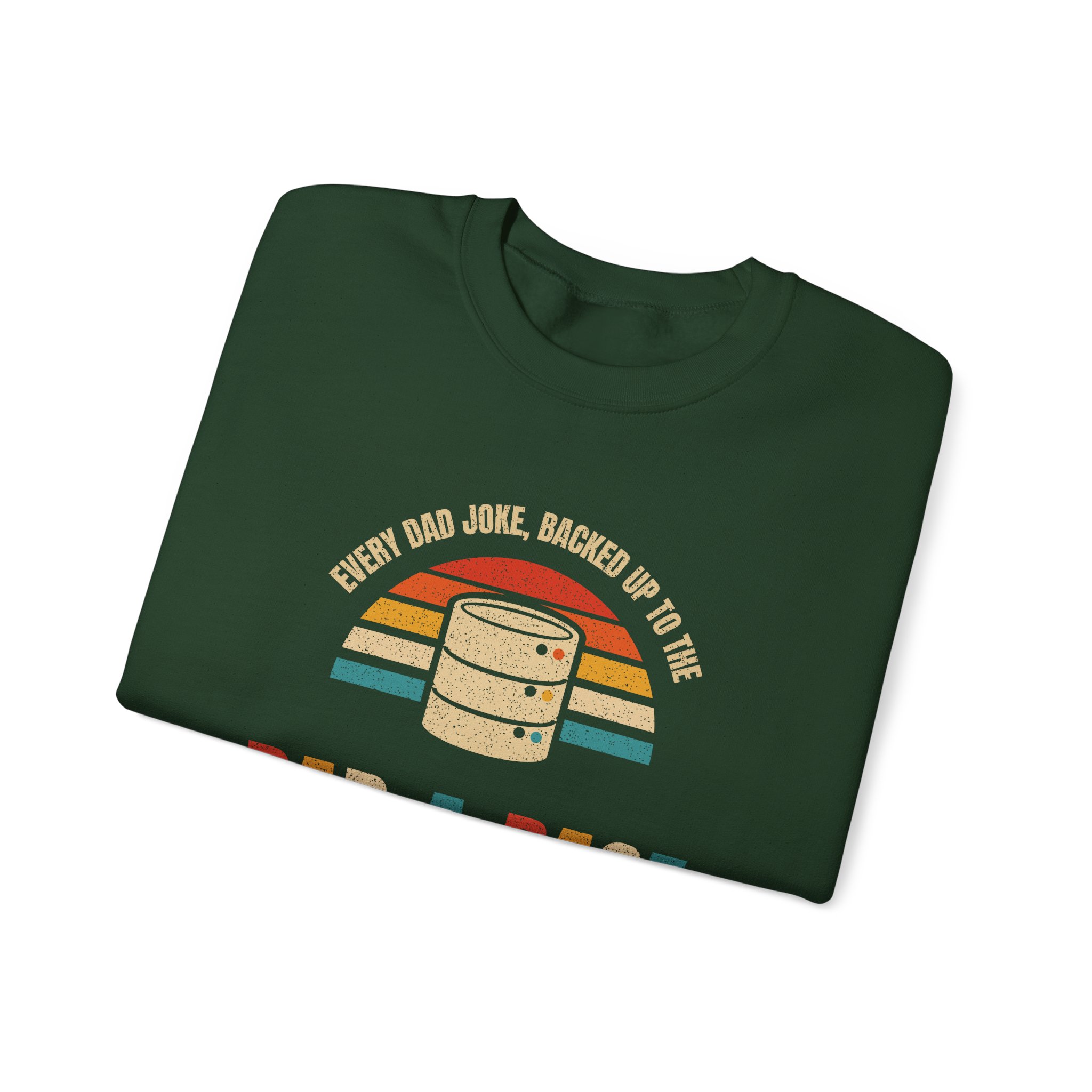 Dad-a-Base crewneck sweatshirt in Forest Green, folded