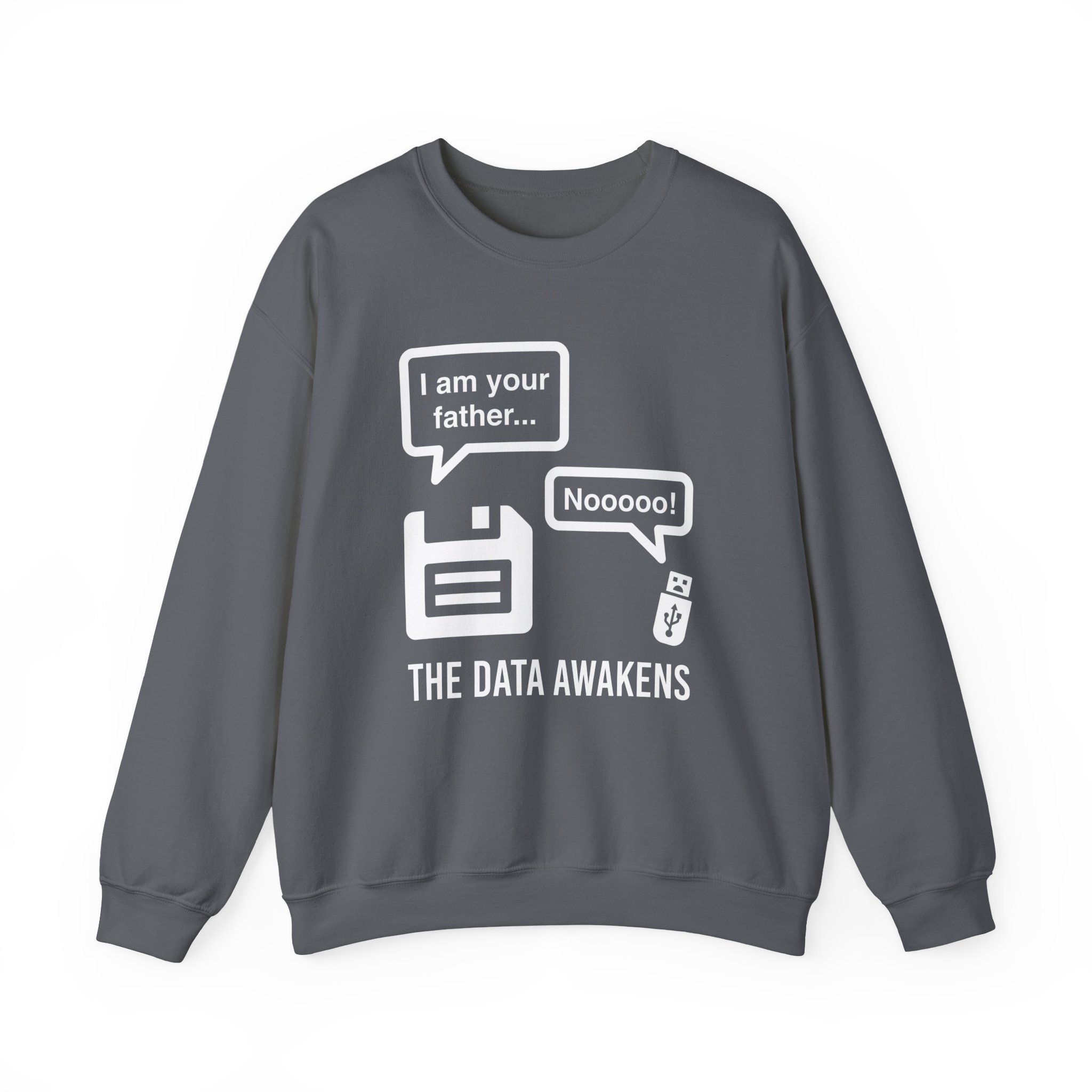 The Data Awakens crewneck sweatshirt in Charcoal, front view
