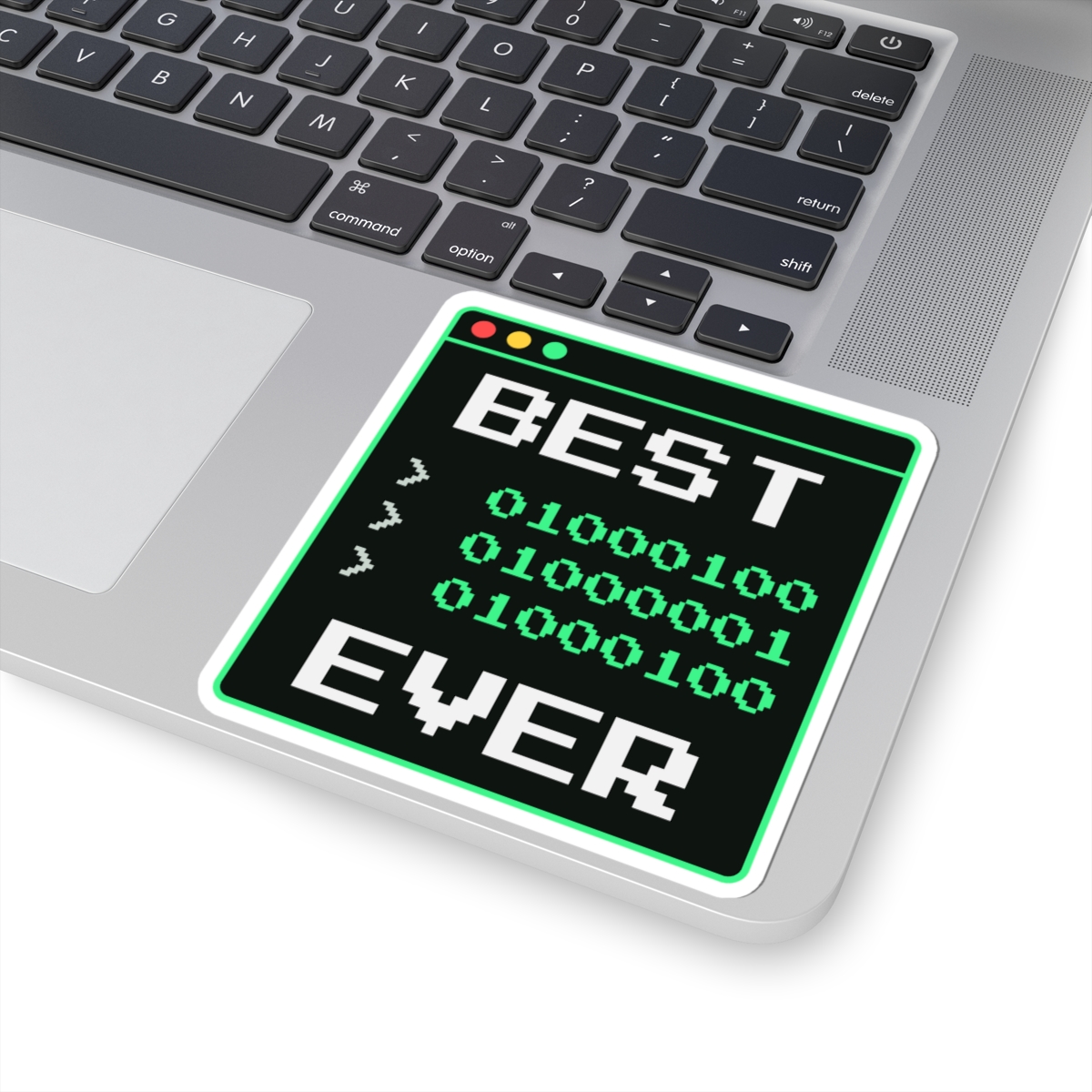 Best Dad Ever sticker, 4 inch, on a laptop