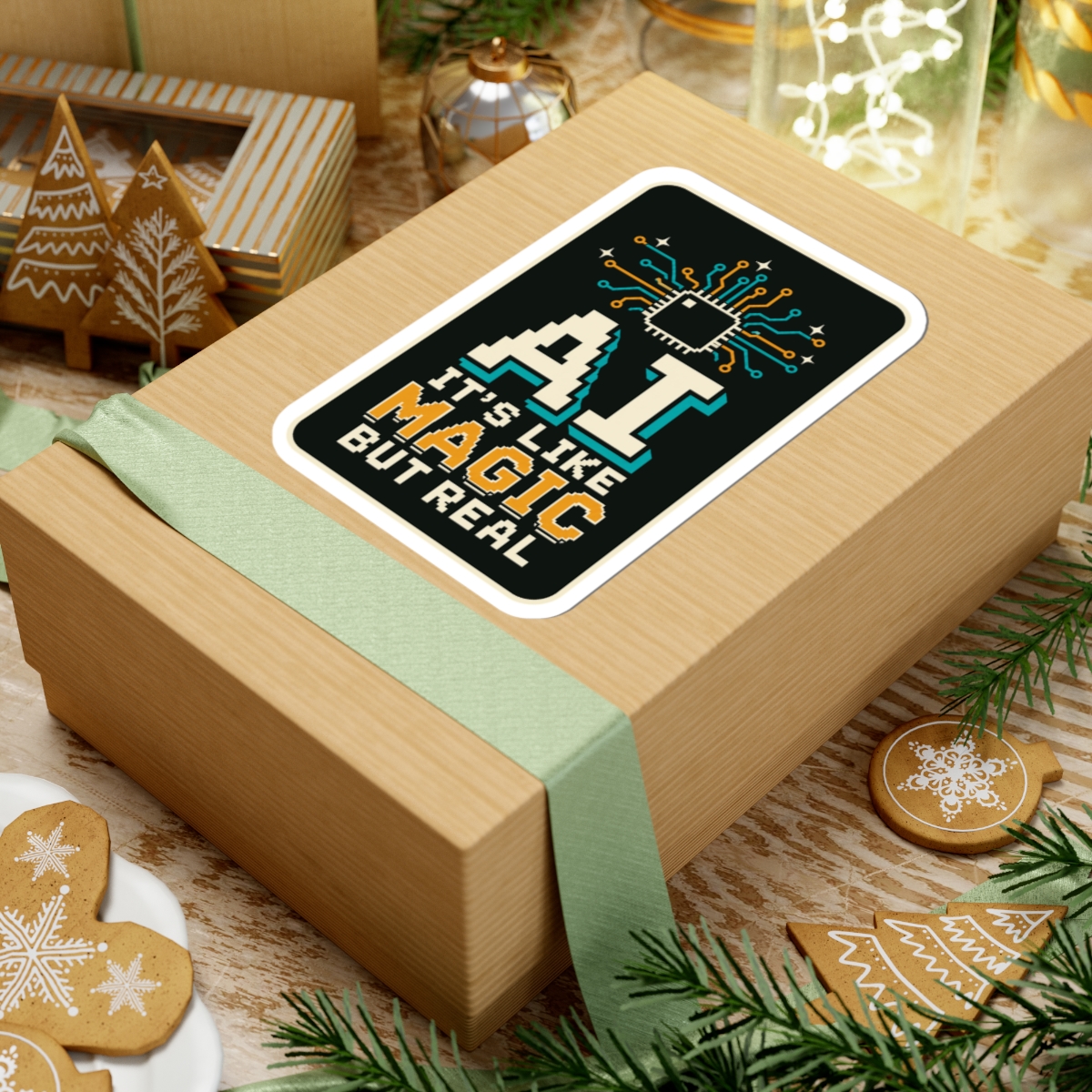 AI Magic Chip sticker, 6 inch, lifestyle
