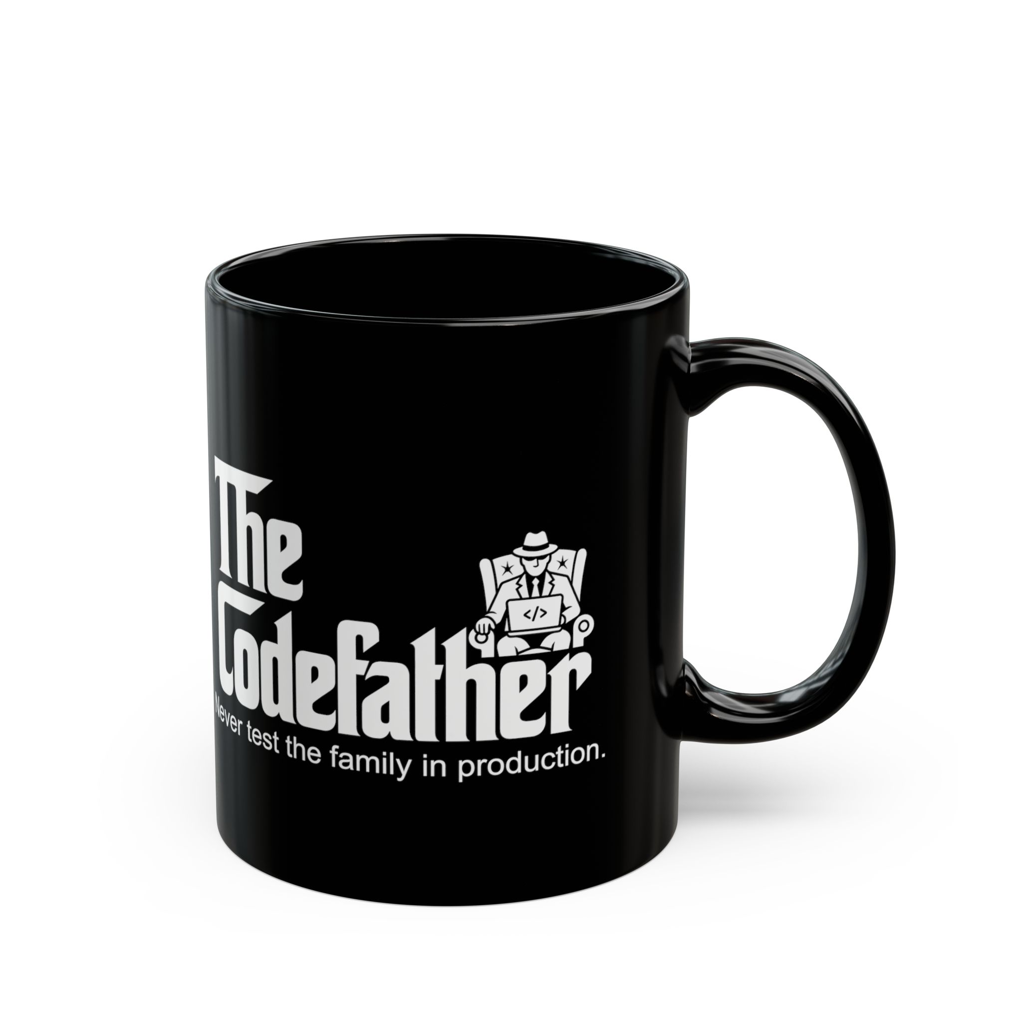 The Codefather black mug, 11 oz, right side