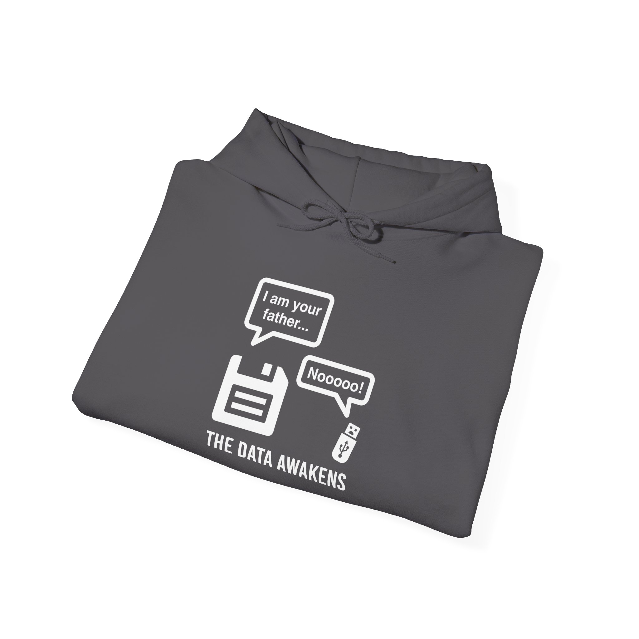 The Data Awakens hoodie in Charcoal, folded